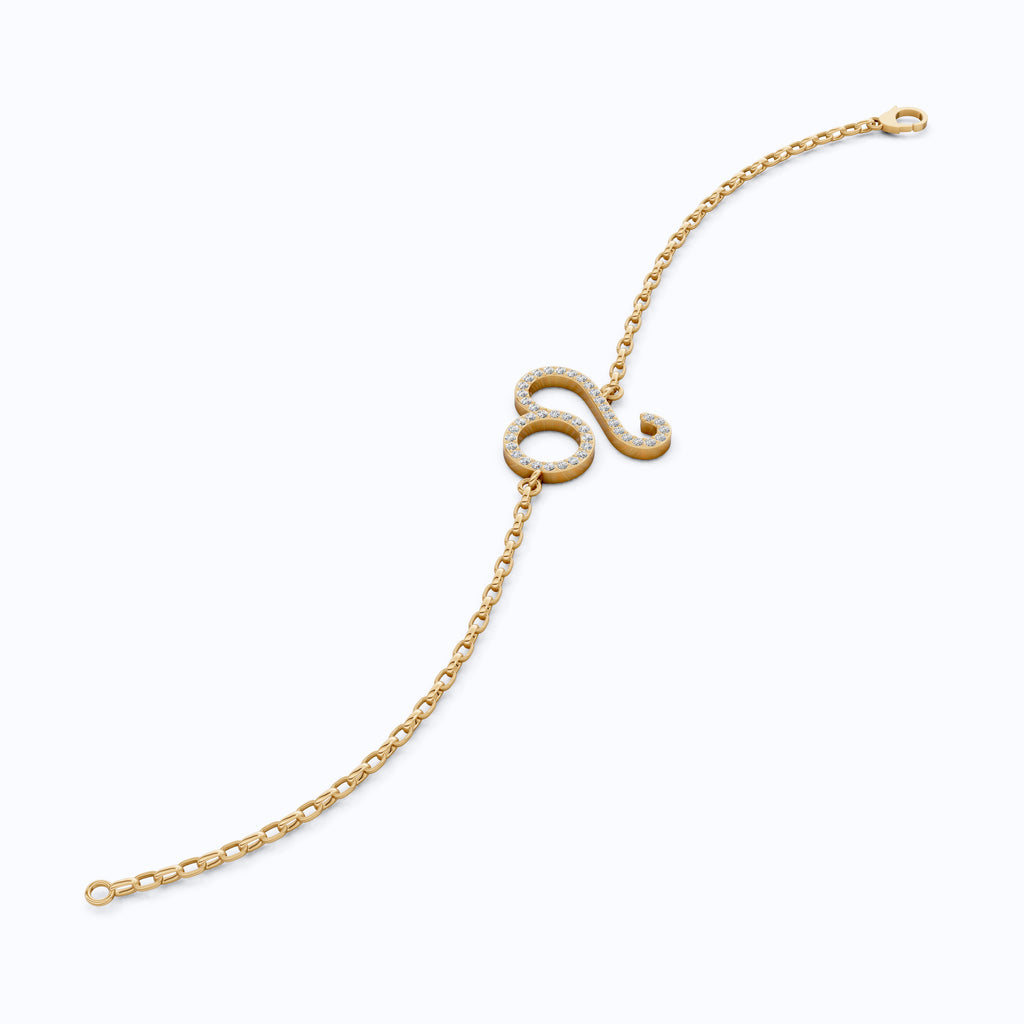 Chic Leo Zodiac Sign Bracelet in 14k Solid Gold, 0.43 TCW Round Cut Lab Grown Diamonds, Stacking Charm, Astrology Gift for Her