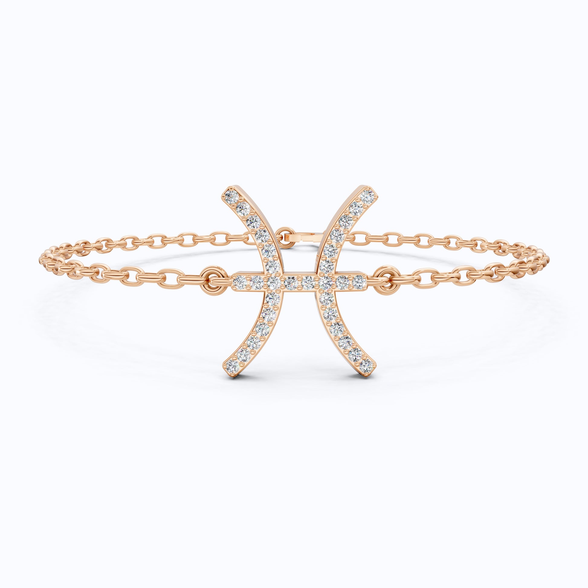 Celestial Pisces Zodiac Bracelet in 14K Solid Gold, 0.32 TCW Round Cut Lab Created Diamonds, Gift for Her, Astrology Jewelry