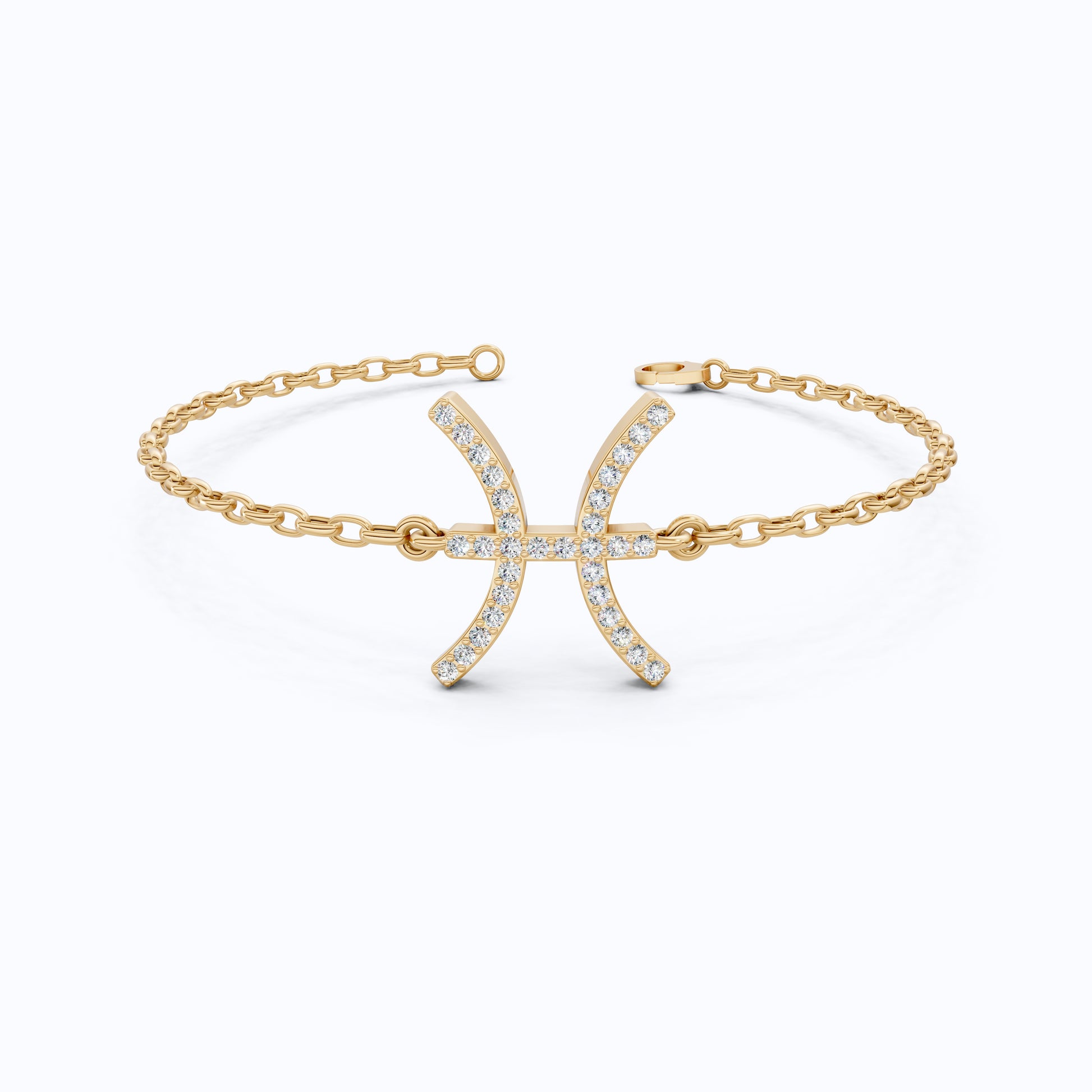 Celestial Pisces Zodiac Bracelet in 14K Solid Gold, 0.32 TCW Round Cut Lab Created Diamonds, Gift for Her, Astrology Jewelry