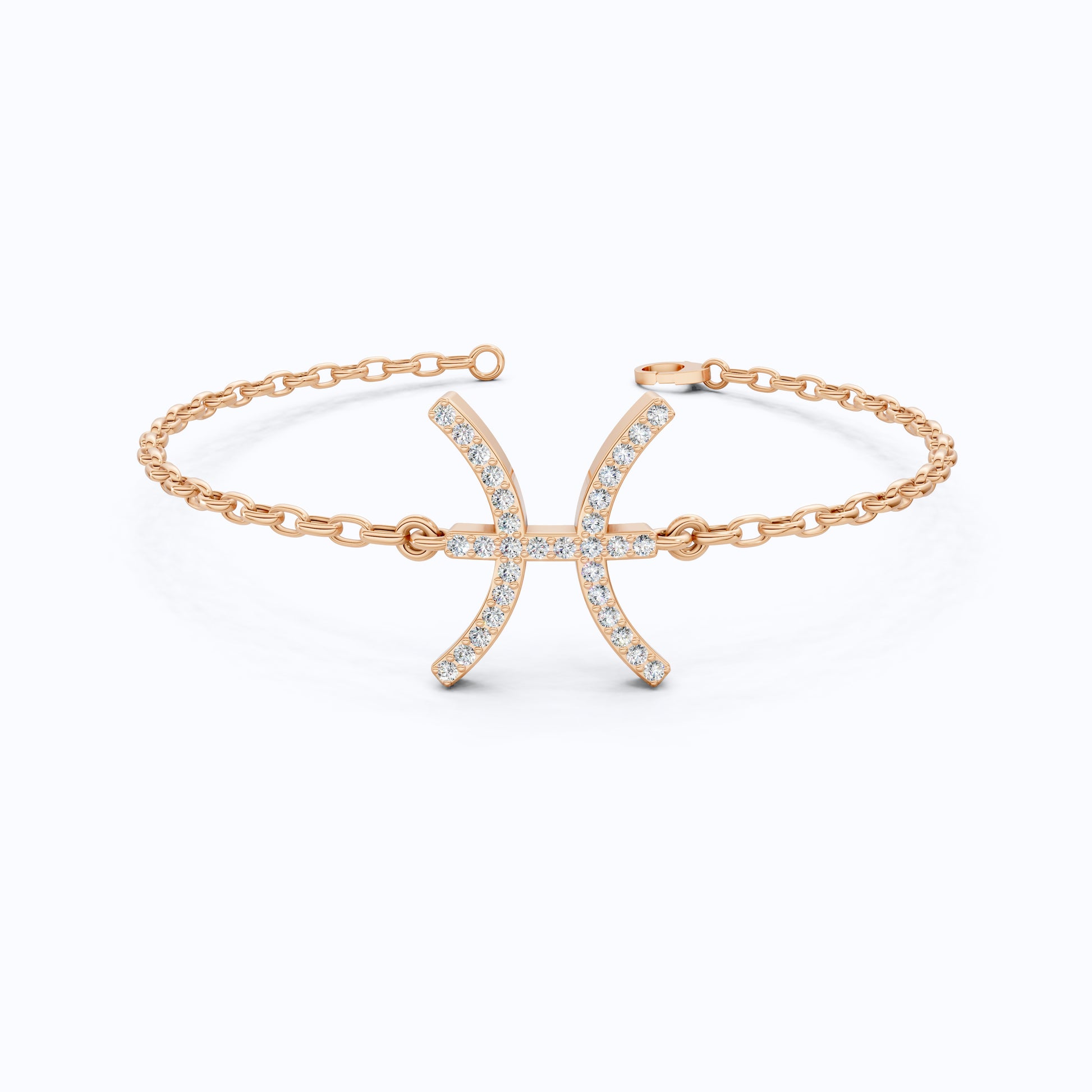 Celestial Pisces Zodiac Bracelet in 14K Solid Gold, 0.32 TCW Round Cut Lab Created Diamonds, Gift for Her, Astrology Jewelry