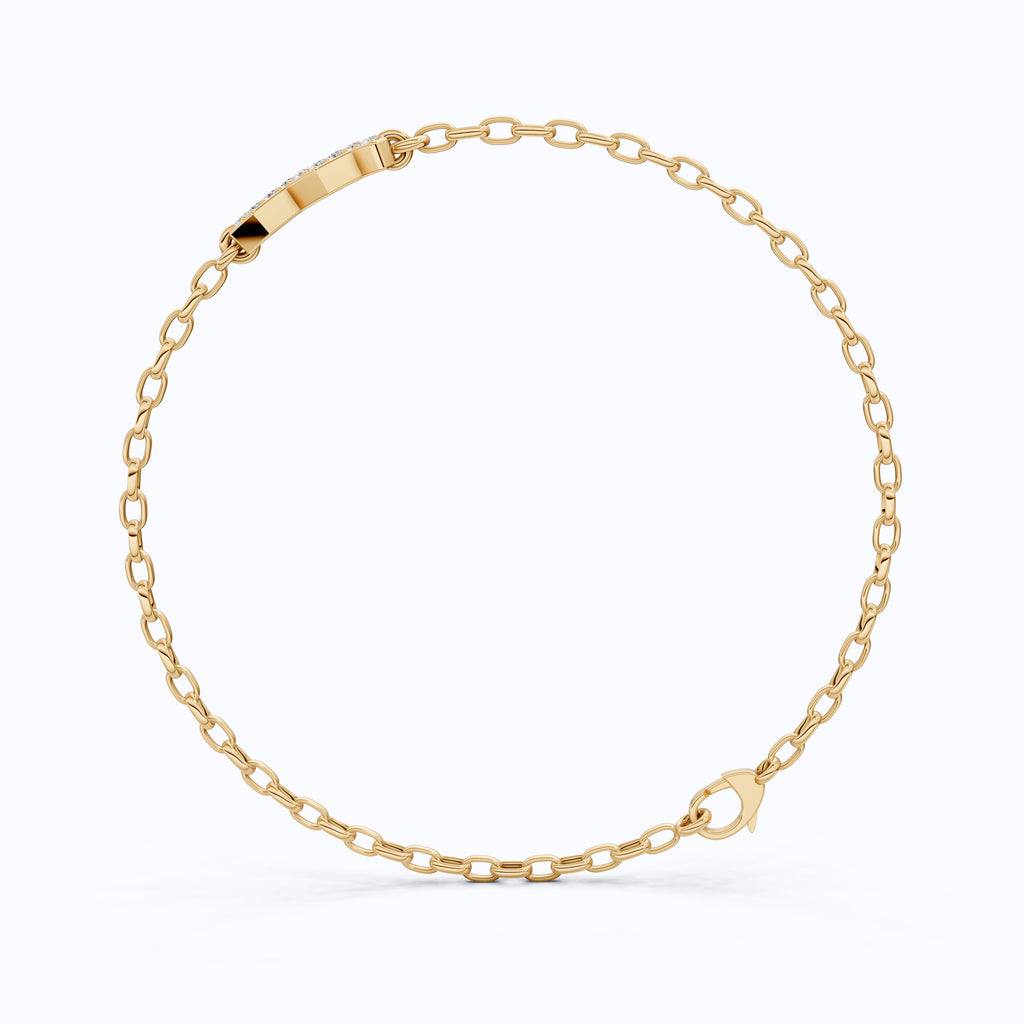 Dainty Aquarius Zodiac Sign Chain Bracelet in 14K Solid Gold, 0.18 TCW Round Cut Lab Created Diamonds, Birthstone Gift for Her, Stacking Celestial Jewelry