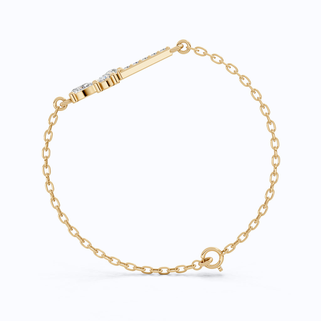 Modern Religious Cross Chain Bracelet with 14K Solid Gold, 0.75 TCW Pear Cut Lab Created Diamonds, Bridal Jewelry, Wedding Gift For Her