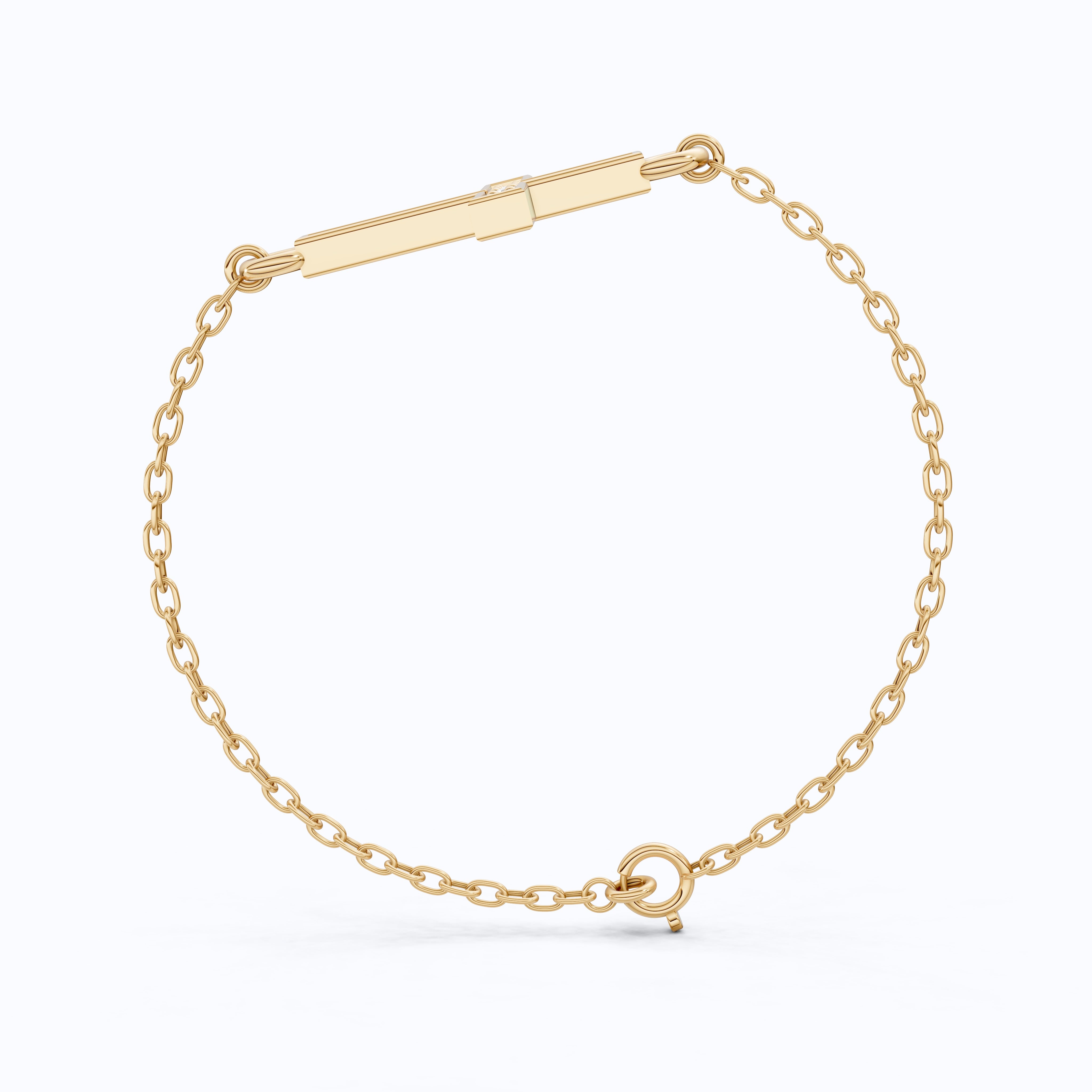 Horizontal Cross Dainty Chain Bracelet in 14k Solid Gold, 0.09 TCW Round Cut Lab Grown Diamonds, Promise Jewelry, Religious Gift for Wife