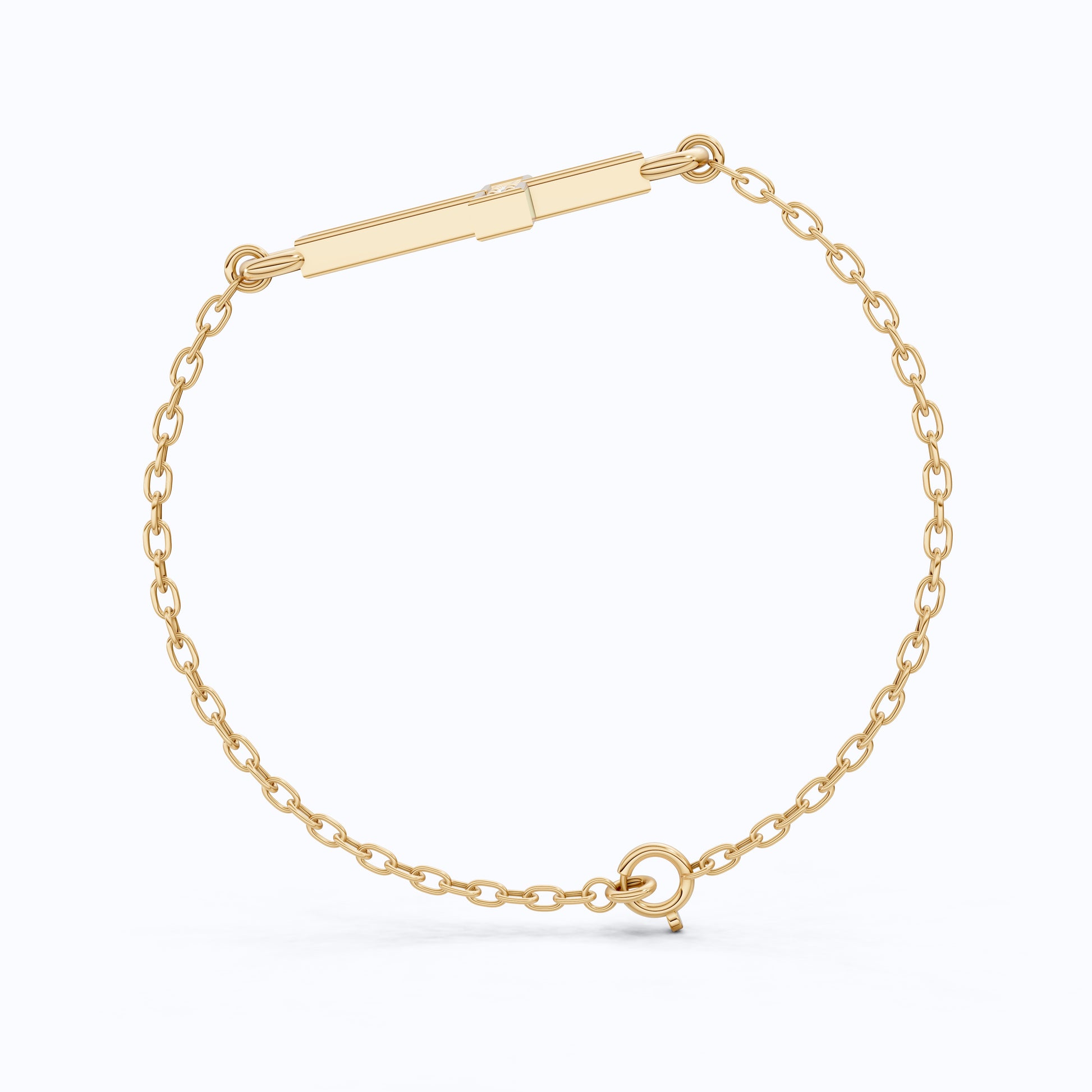Horizontal Cross Dainty Chain Bracelet in 14k Solid Gold, 0.09 TCW Round Cut Lab Grown Diamonds, Promise Jewelry, Religious Gift for Wife