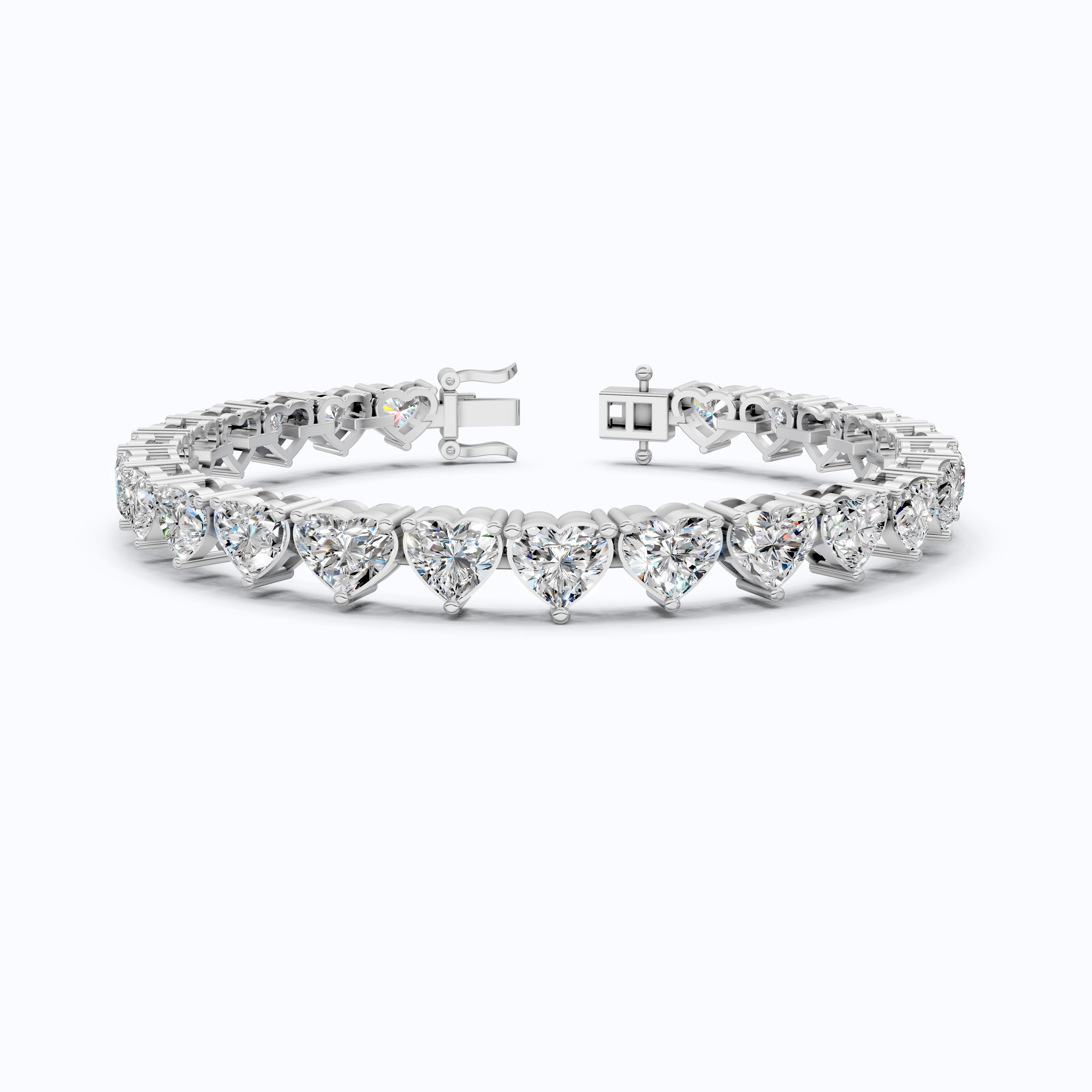 Elegant Heart Setting Tennis Bracelet in Lab Diamond – 14k Solid Gold, Anniversary Gift for Wife, Unique Bracelet