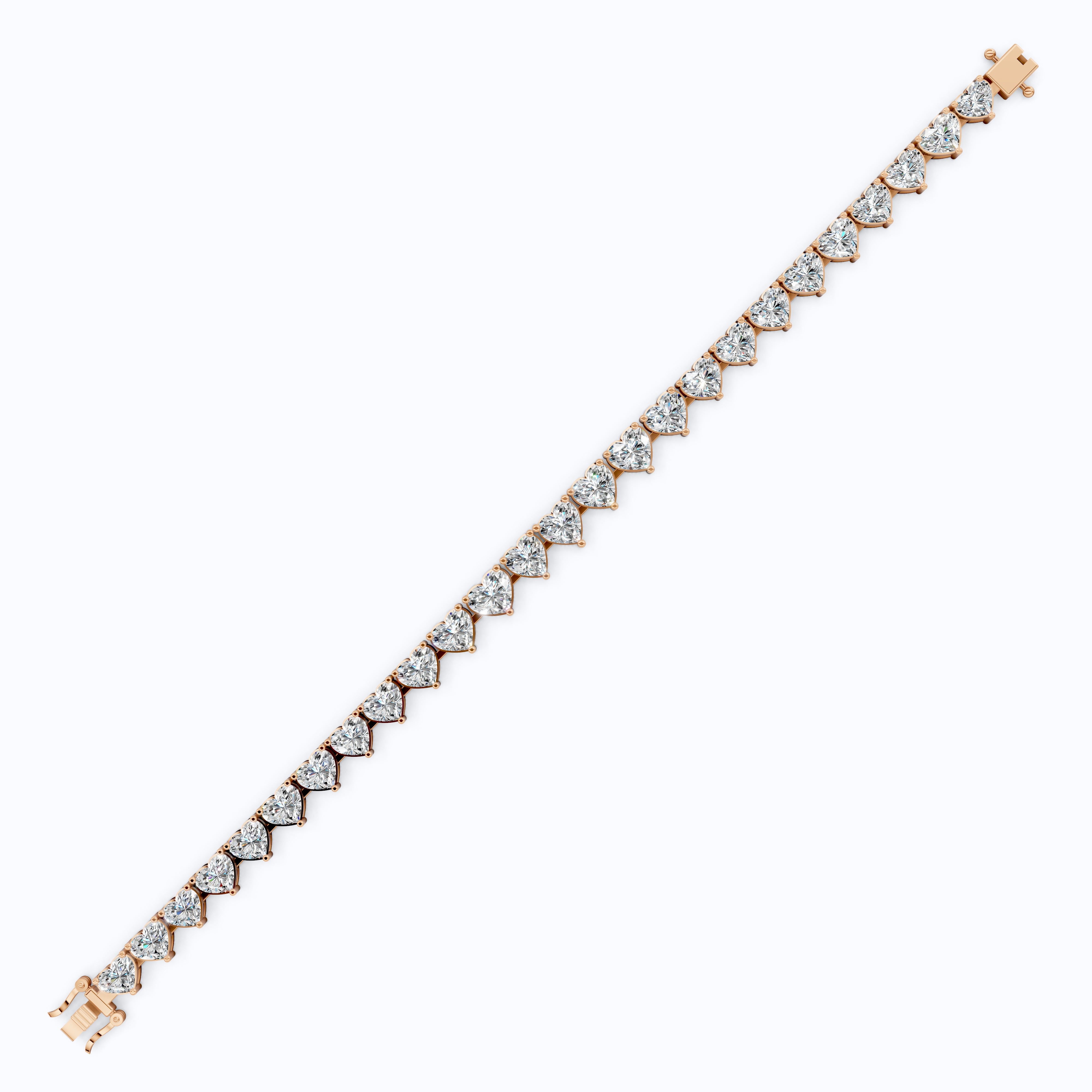 Elegant Heart Setting Tennis Bracelet in Lab Diamond – 14k Solid Gold, Anniversary Gift for Wife, Unique Bracelet