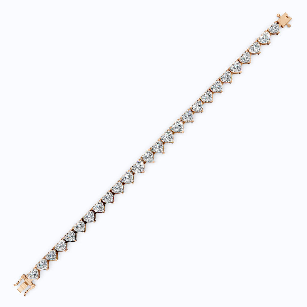 Elegant Heart Setting Tennis Bracelet in Lab Diamond – 14k Solid Gold, Anniversary Gift for Wife, Unique Bracelet