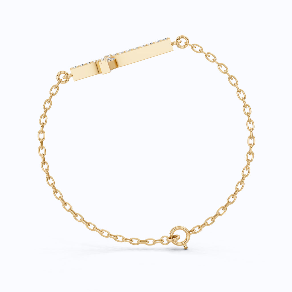 Dainty Arch Cross Chain Bracelet in 14K Solid Gold, 0.30 TCW Princess/Round Cut Lab Grown Diamonds, Fashion Bracelet, Anniversary Gift for Her