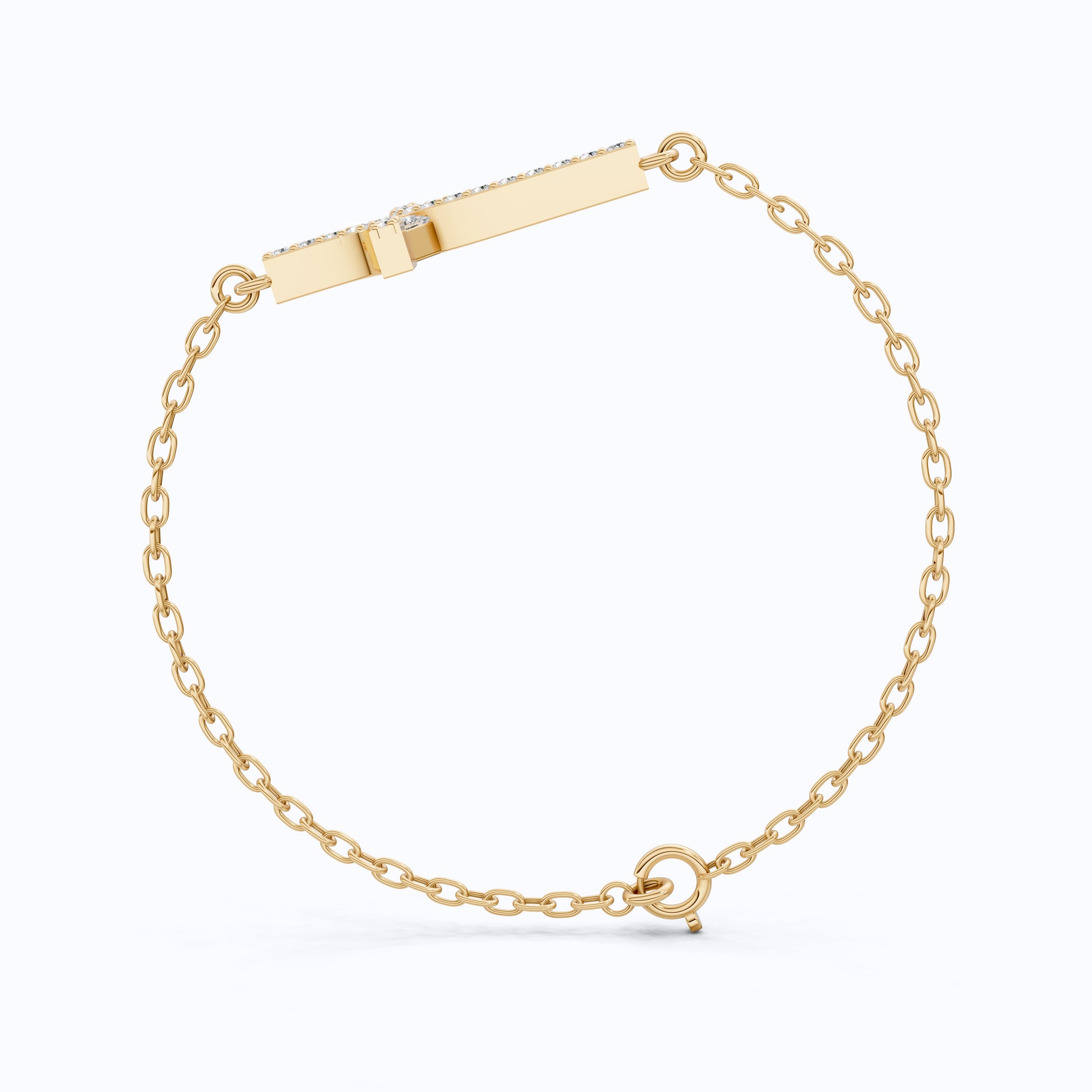 Dainty Arch Cross Chain Bracelet in 14K Solid Gold, 0.30 TCW Princess/Round Cut Lab Grown Diamonds, Fashion Bracelet, Anniversary Gift for Her