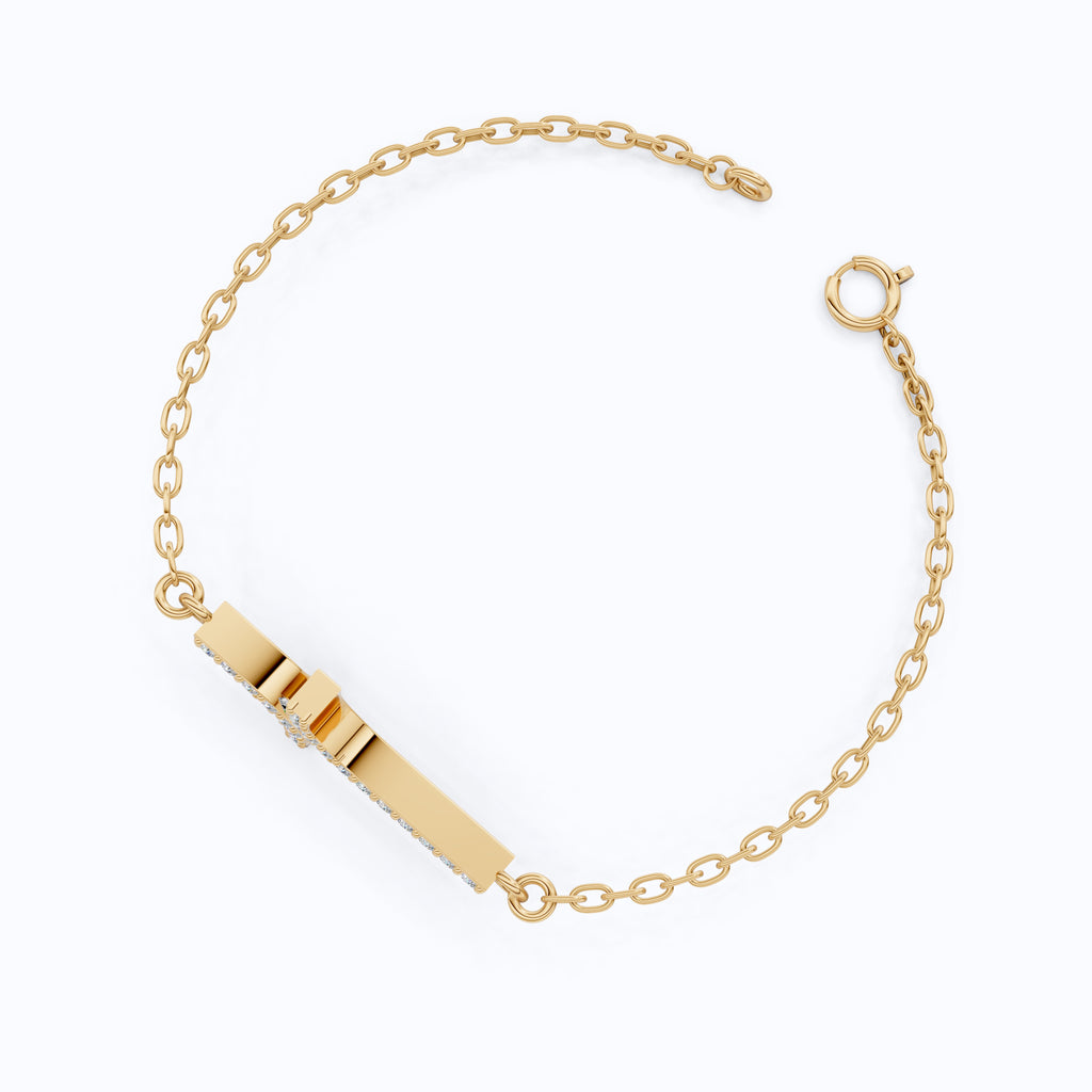 Dainty Arch Cross Chain Bracelet in 14K Solid Gold, 0.30 TCW Princess/Round Cut Lab Grown Diamonds, Fashion Bracelet, Anniversary Gift for Her