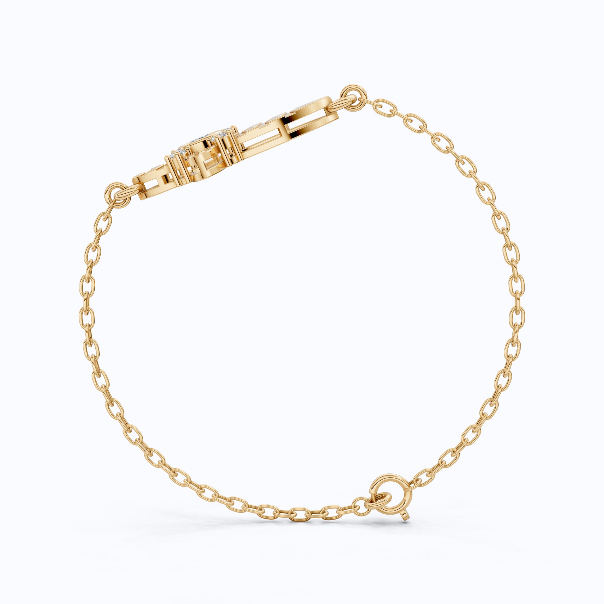 Nature Leaf Cross Charm Bracelet in 14k Solid Gold, 0.20 TCW Round Cut Lab Grown Diamonds, Botanical Bracelet, Gift for Her, Wedding Jewelry