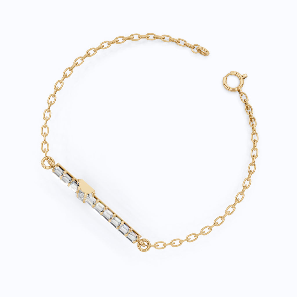 Sparkling Baguette Cluster Cross Bracelet in 14K Solid Gold, 1.80 TCW Baguette Cut Lab Created Diamonds, Stacking Bracelet, Bridal Jewelry, Wedding Gift for Her