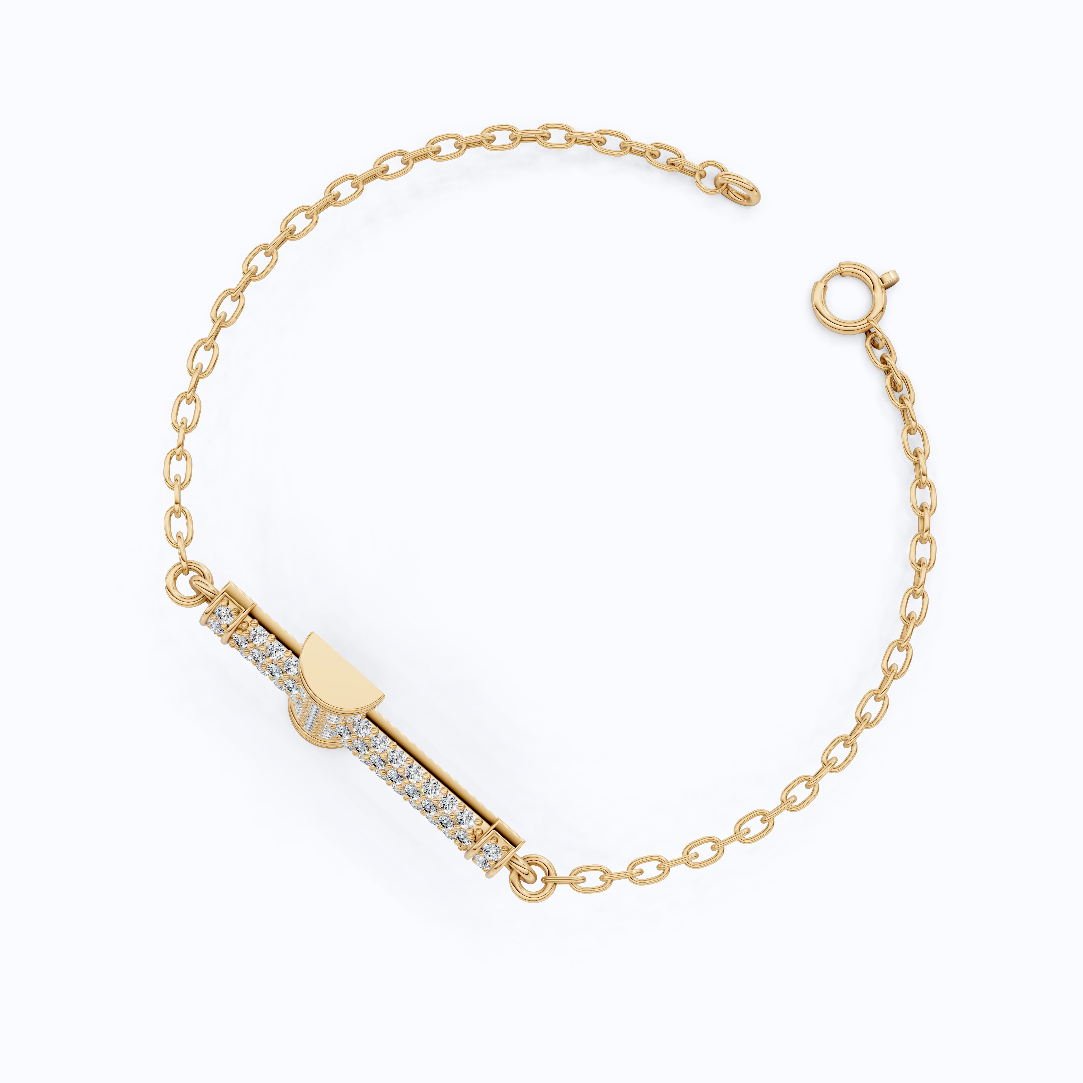 Statement Pavé Cross Design Bracelet in 14K Solid Gold, 0.58 TCW Round Cut Lab Grown Diamonds, Handmade Chain Bracelet, Anniversary Gift for Her