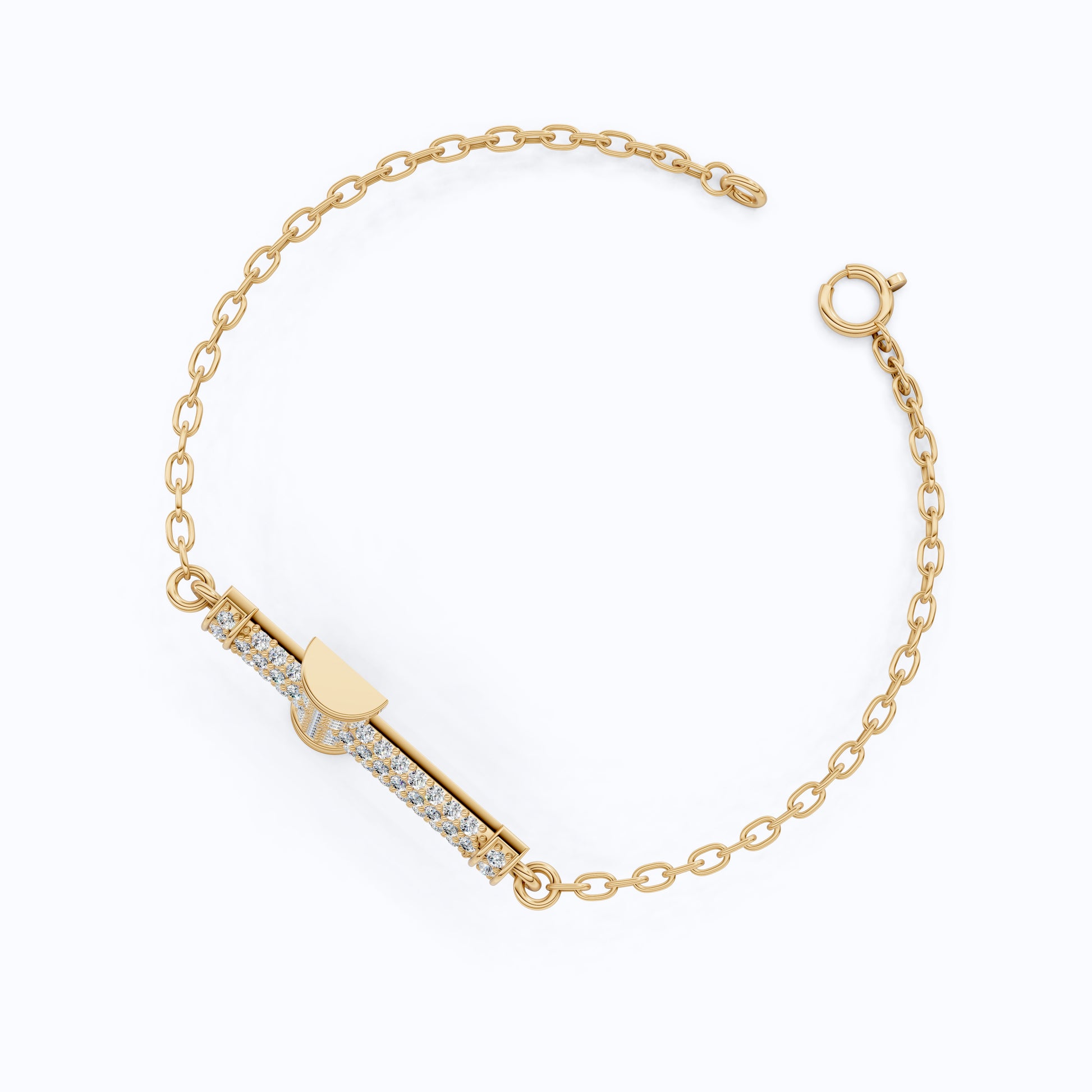 Statement Pavé Cross Design Bracelet in 14K Solid Gold, 0.58 TCW Round Cut Lab Grown Diamonds, Handmade Chain Bracelet, Anniversary Gift for Her