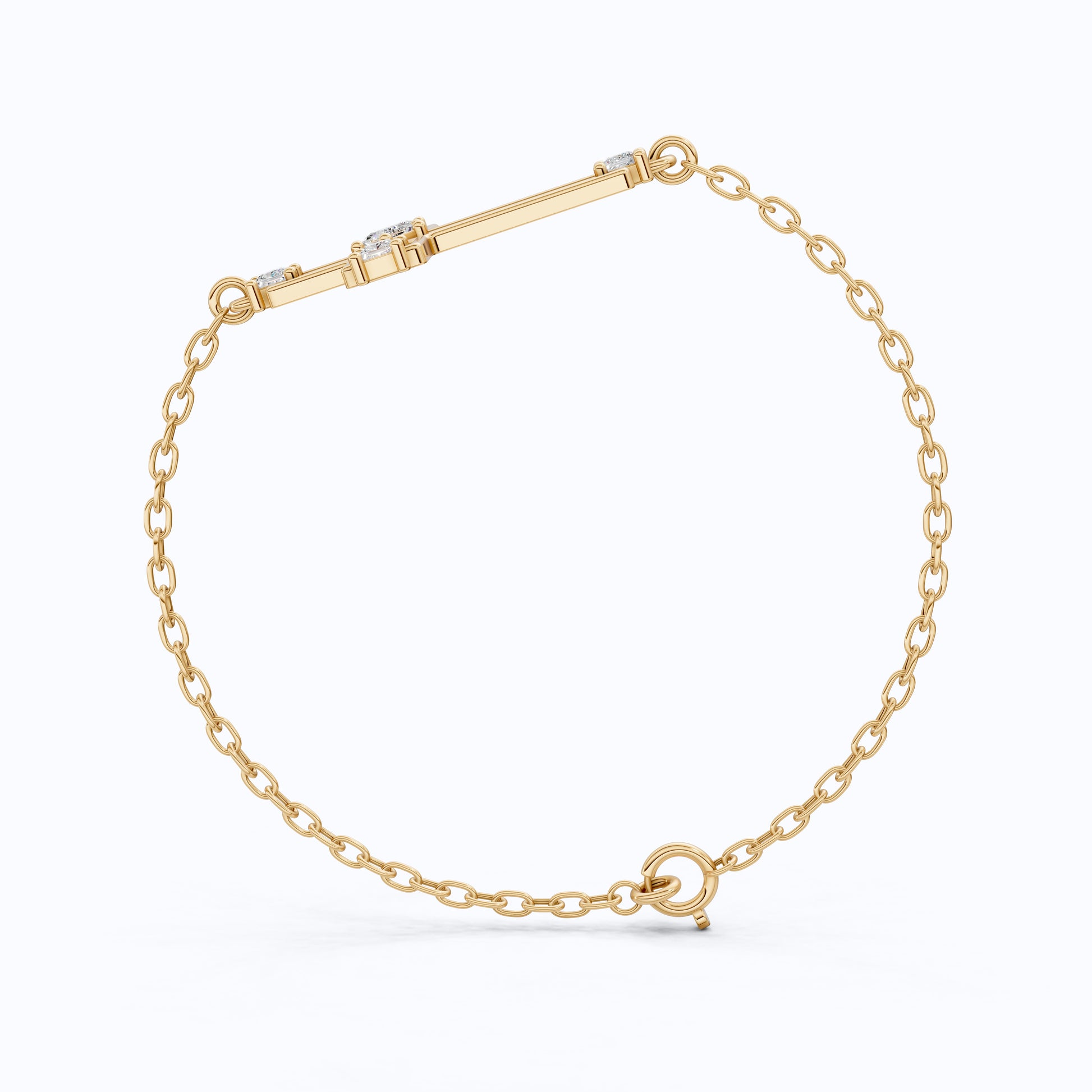 Open Work Cross Chain Bracelet in 14K Solid Gold, 0.32 TCW Princess Cut Lab Created Diamonds, Faith Jewelry, Anniversary Gift for Her, Everyday Bracelet