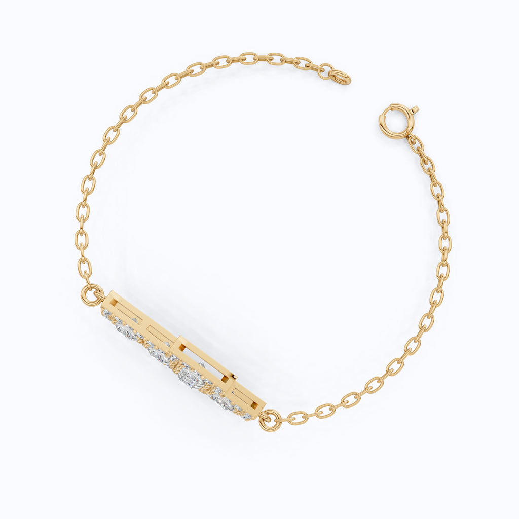 Jesus Cross Pavé Cluster Cross Chain Bracelet in 14k Solid Gold, 2.14 TCW Princess/Round Cut Lab Diamonds, Faith Gift for Her, Handmade Jewelry