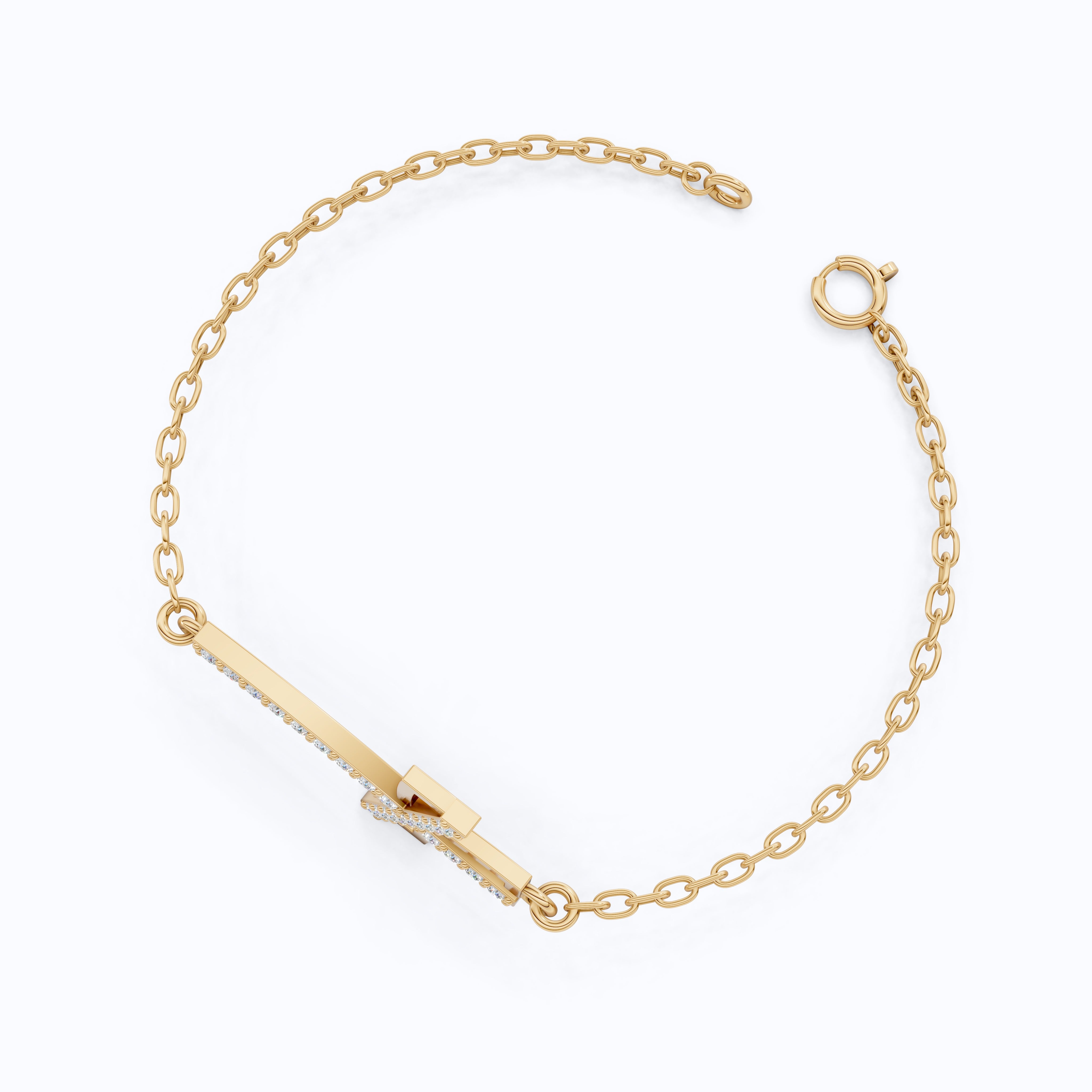 Asymmetrical Cross Charm Bracelet in 14K Solid Gold, 0.22 TCW Round Cut Lab Created Diamonds, Religious Jewelry, Birthday Gift for Her