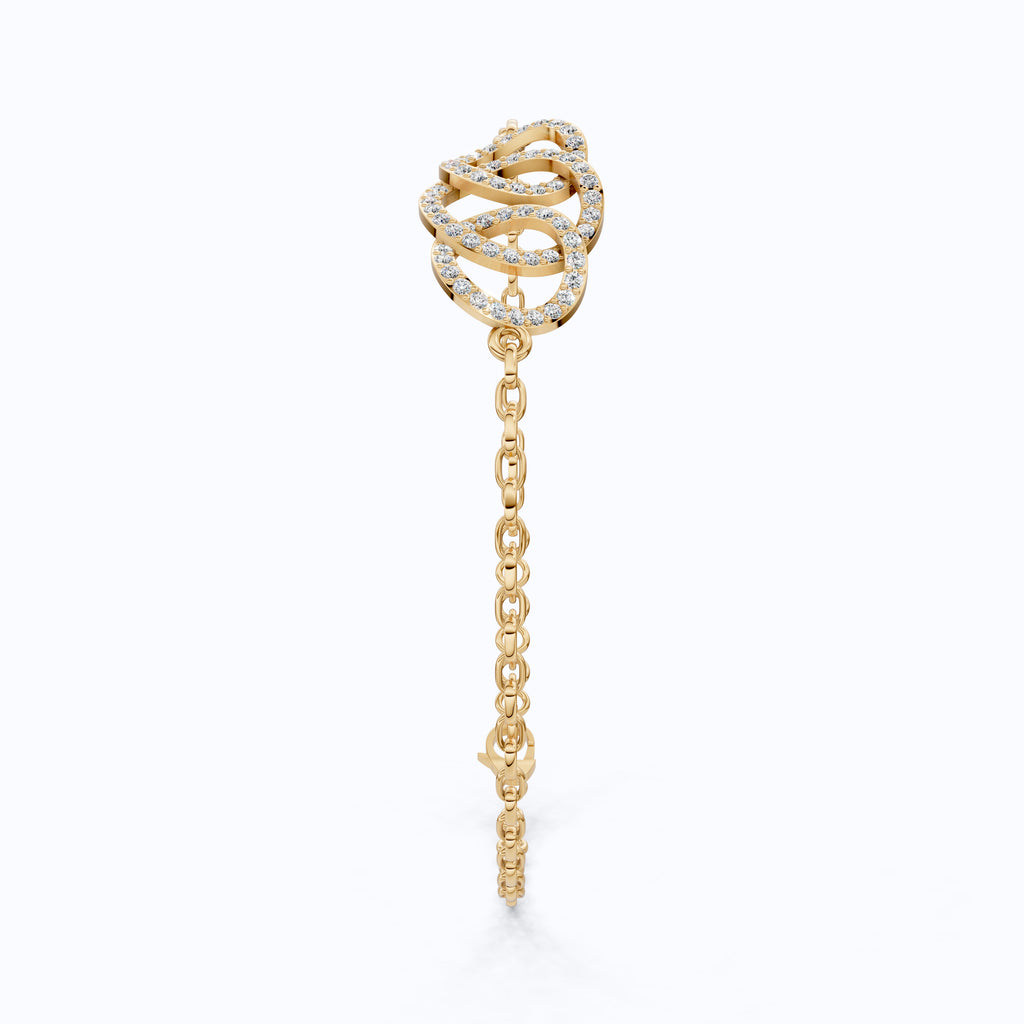 Lab Diamond Triple Loop Wedding Chain Bracelet For Wife