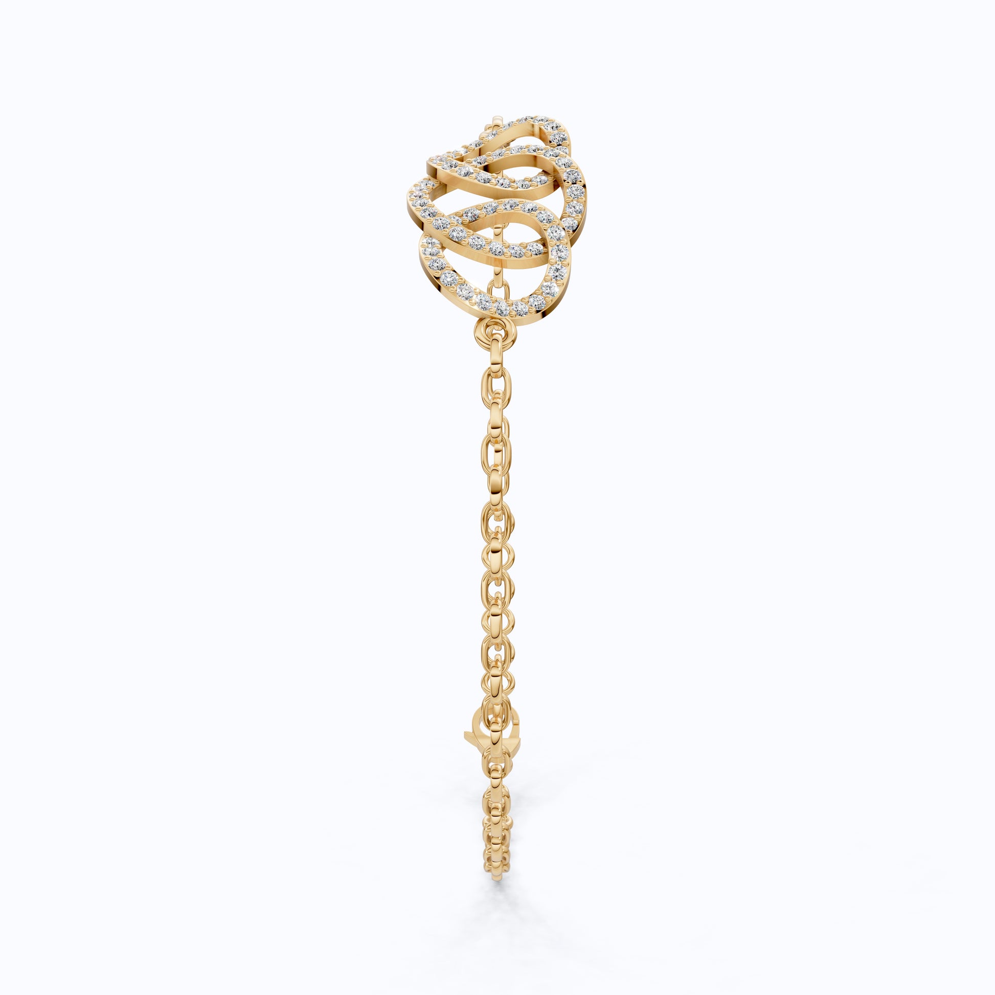 Lab Diamond Triple Loop Wedding Chain Bracelet For Wife