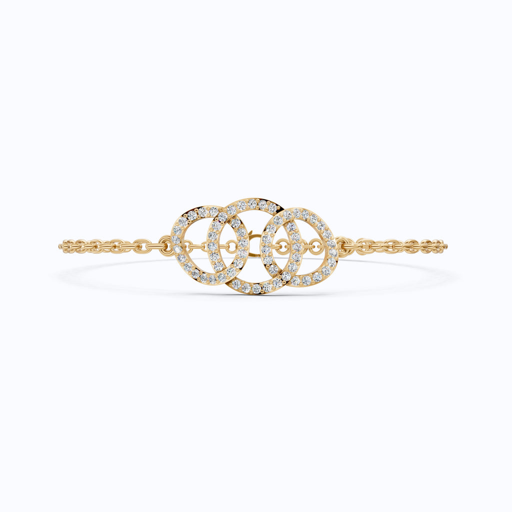 Lab Diamond Triple Loop Wedding Chain Bracelet For Wife