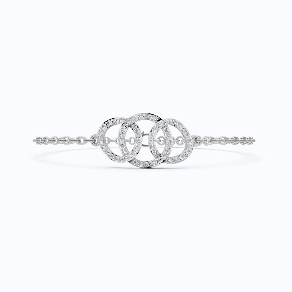 Lab Diamond Triple Loop Wedding Chain Bracelet For Wife