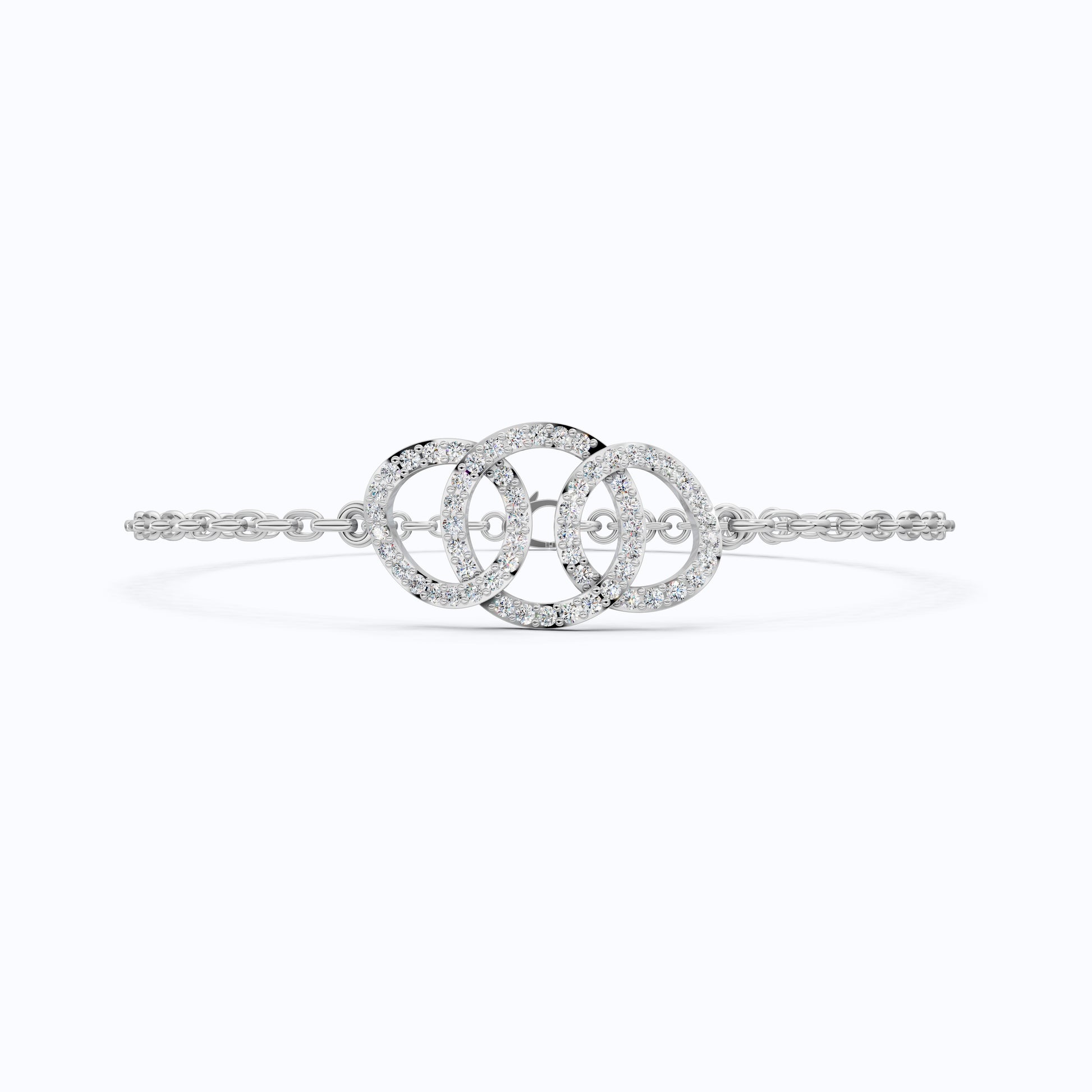 Lab Diamond Triple Loop Wedding Chain Bracelet For Wife