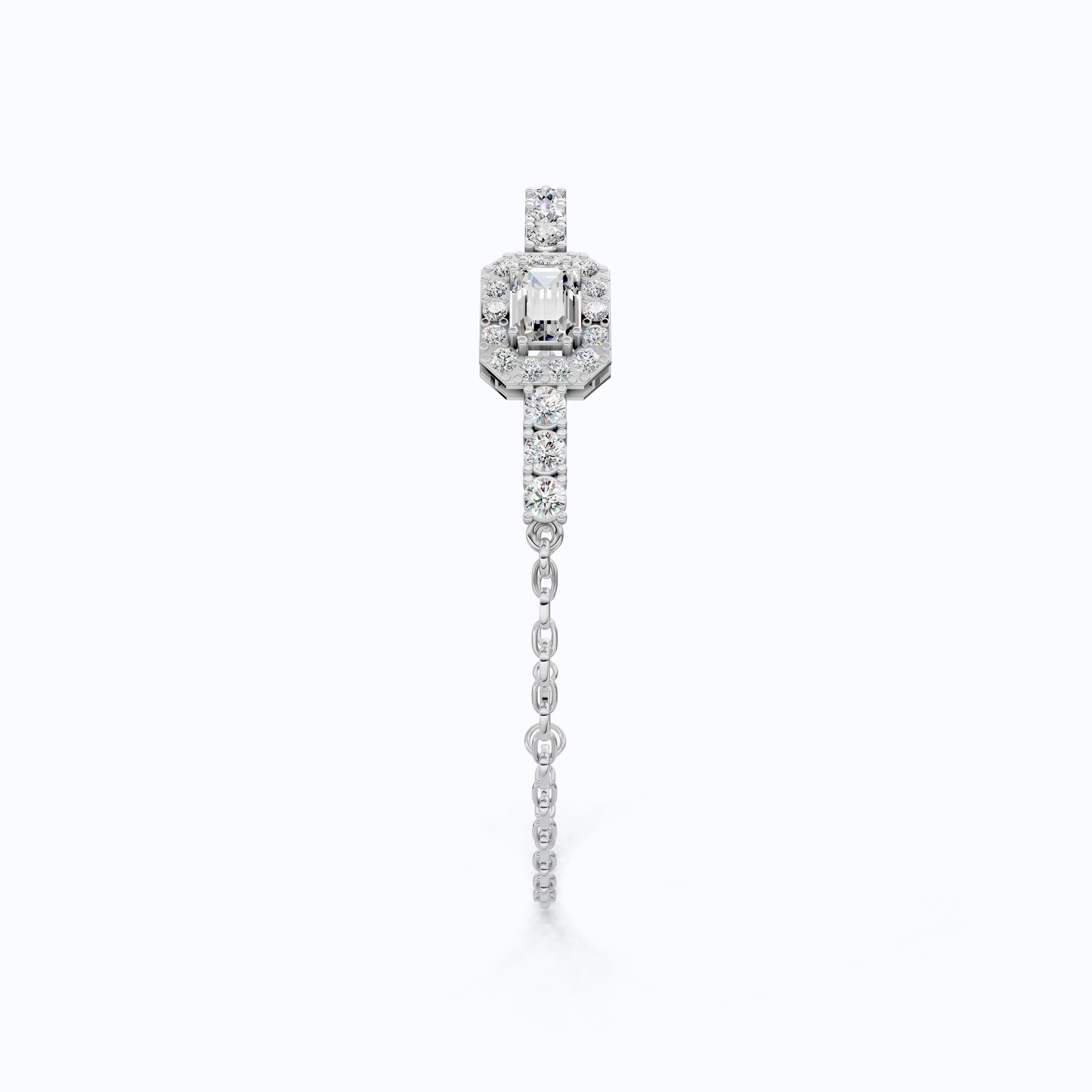 Art Deco Emerald-Cut Halo Cluster Luxury Bracelet in Lab Grown Diamond-Solid 14k Gold, Wedding Gift for Women, Unique Chain Bracelet
