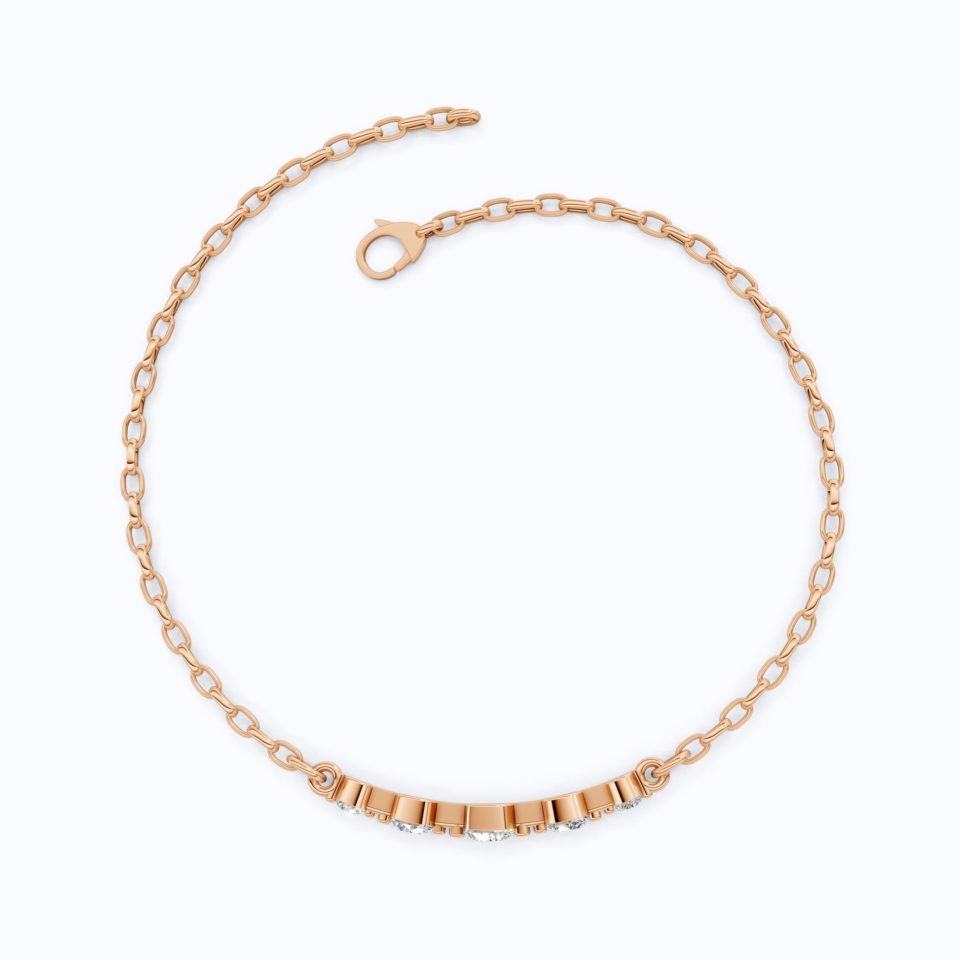 Classic Graduated Round Station Chain Bracelet in Lab Grown Diamond-14k Solid Gold, Handmade Jewelry, Everyday Luxury Gift For Women