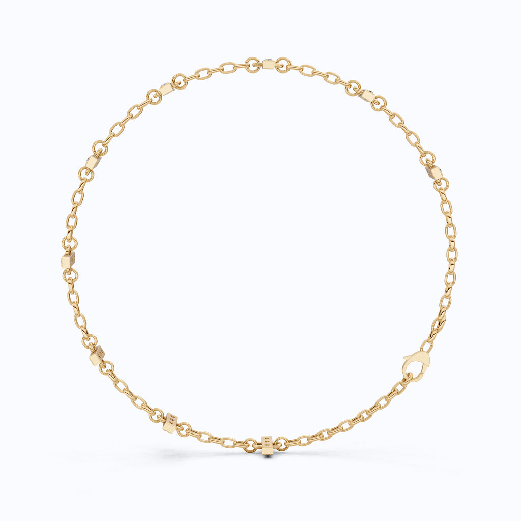 Faith-Inspired Cross Bar Station Pavé Chain Bracelet in Lab Grown Diamond-14k Solid Gold, Daily Wear Bracelet For Women, Everyday Luxury Gift