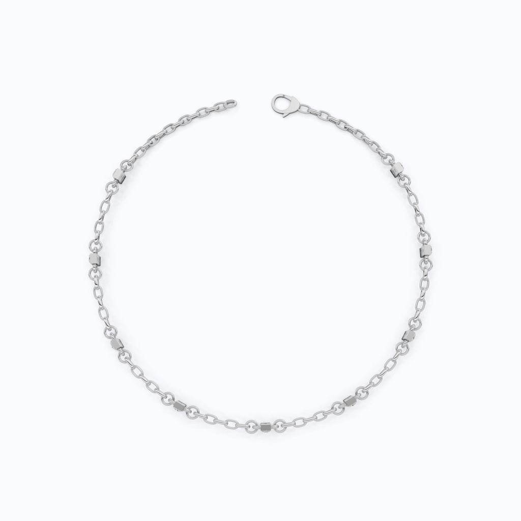 Faith-Inspired Cross Bar Station Pavé Chain Bracelet in Lab Grown Diamond-14k Solid Gold, Daily Wear Bracelet For Women, Everyday Luxury Gift