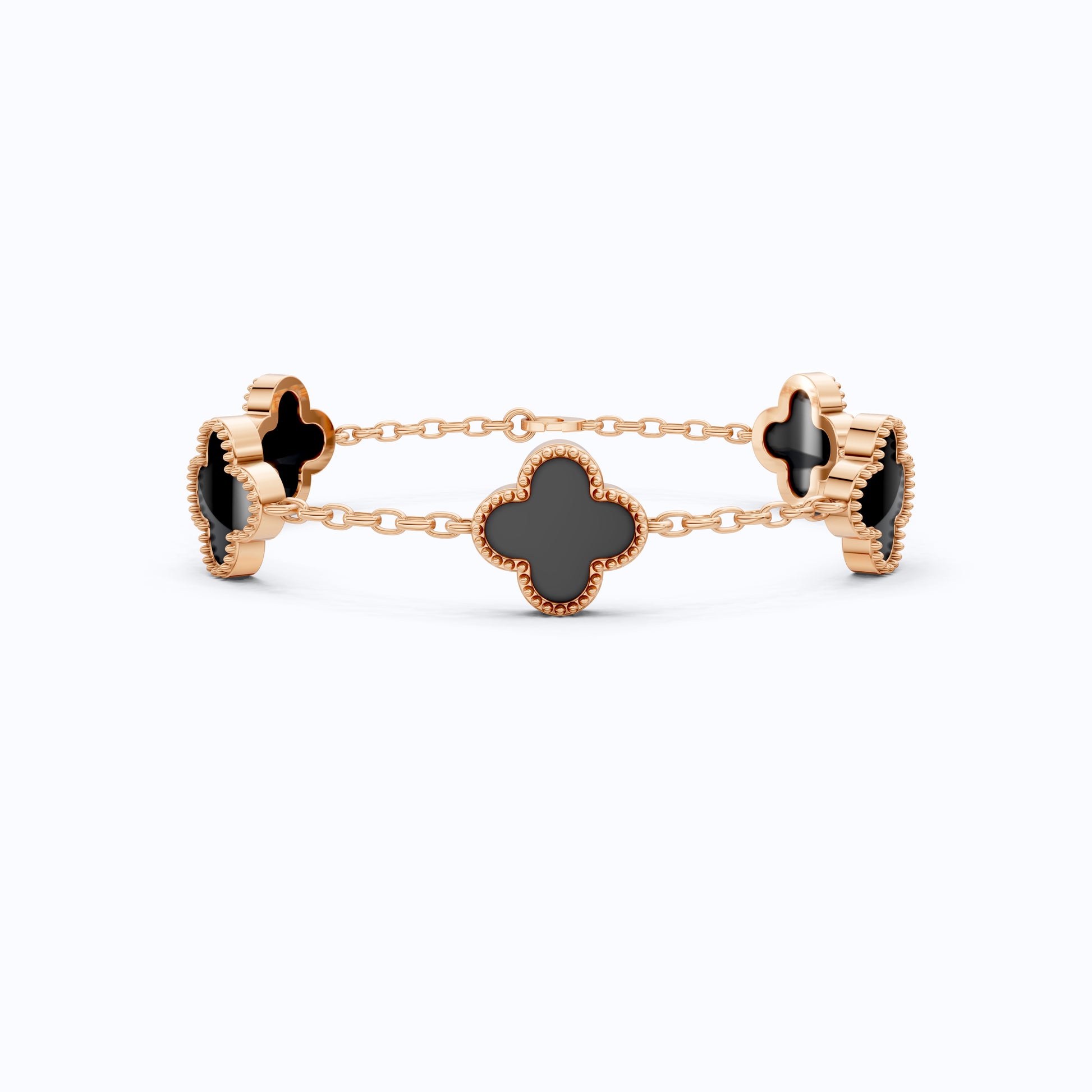 MOP Clover Charm Chain Bracelet – Solid 9k/14k Gold or Silver Wedding Bracelet, Handmade Gift for Her, Elegant Bridal Gift for Wife/women