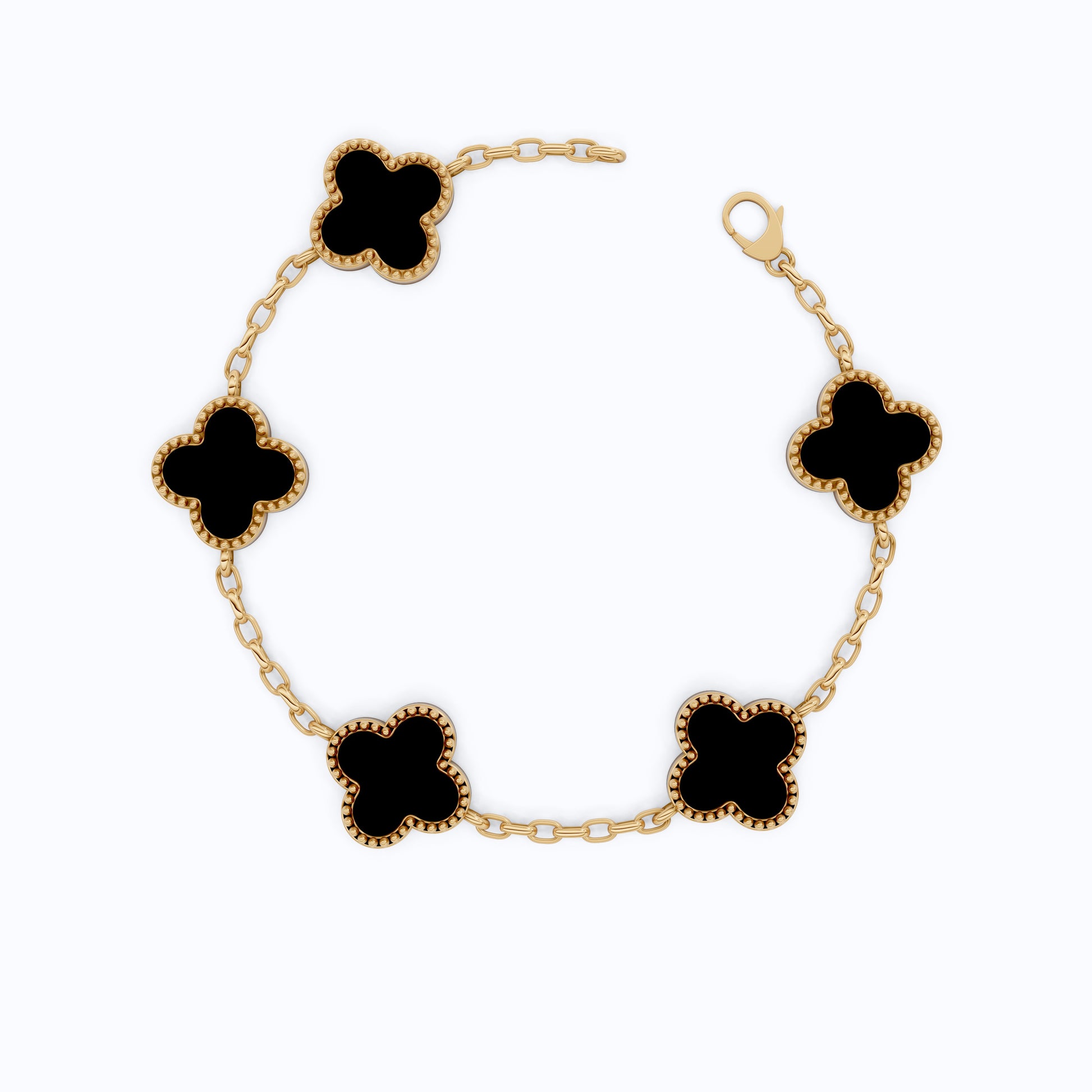 MOP Clover Charm Chain Bracelet – Solid 9k/14k Gold or Silver Wedding Bracelet, Handmade Gift for Her, Elegant Bridal Gift for Wife/women