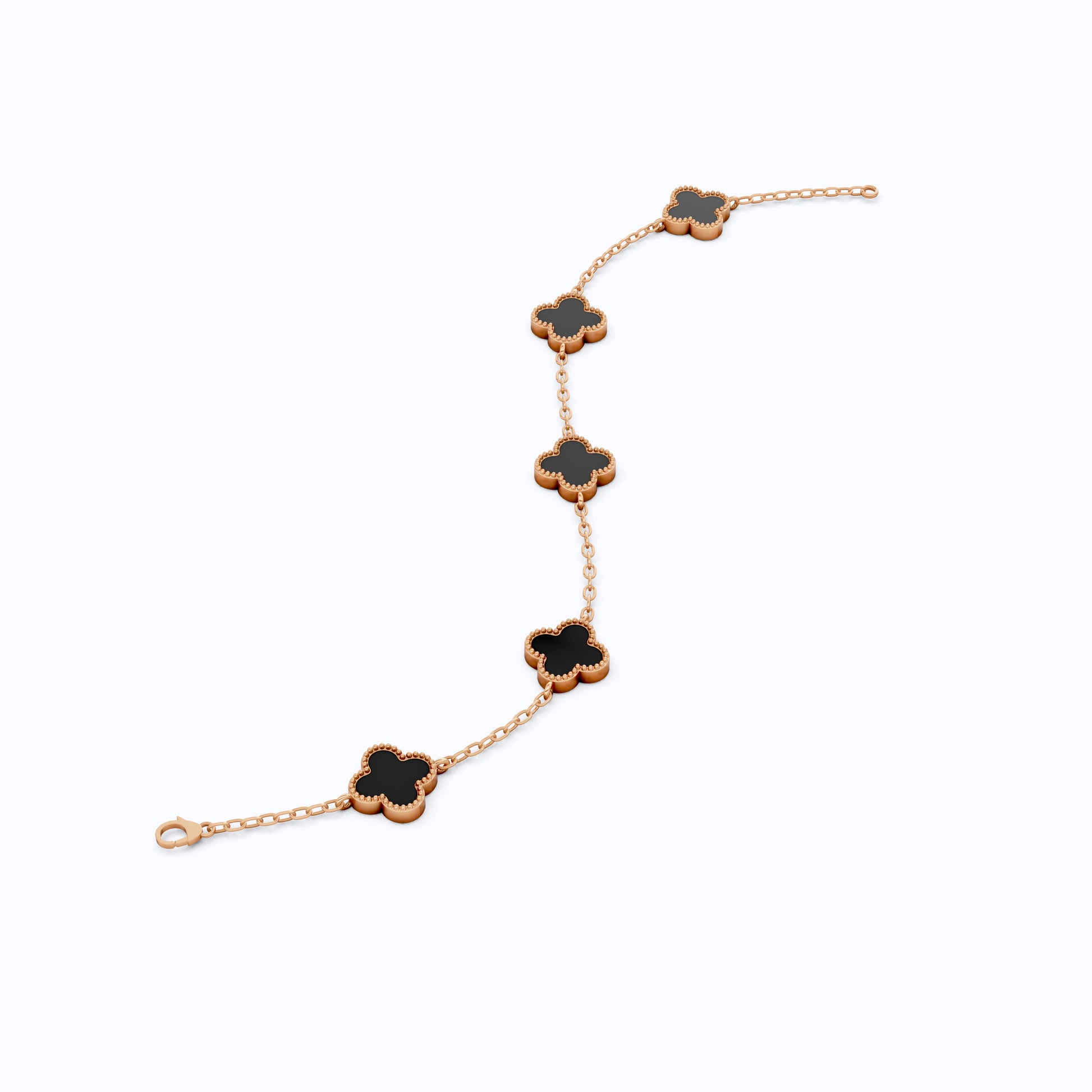 MOP Clover Charm Chain Bracelet – Solid 9k/14k Gold or Silver Wedding Bracelet, Handmade Gift for Her, Elegant Bridal Gift for Wife/women