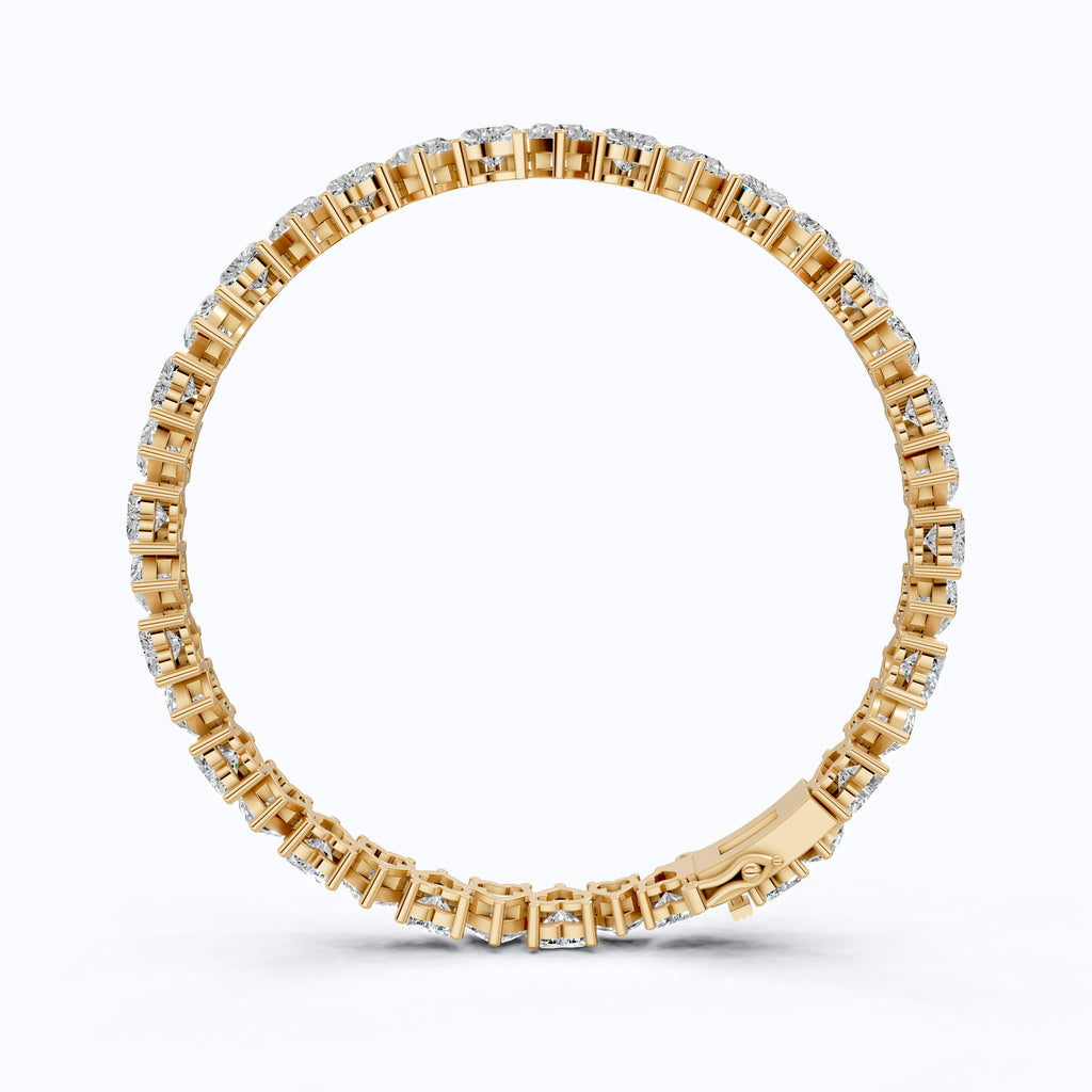 Classic Heart Shape Tennis Bracelet - 9k/14k Solid Gold, Heart Shaped Bracelet For Wife, Handmade Luxury Gift