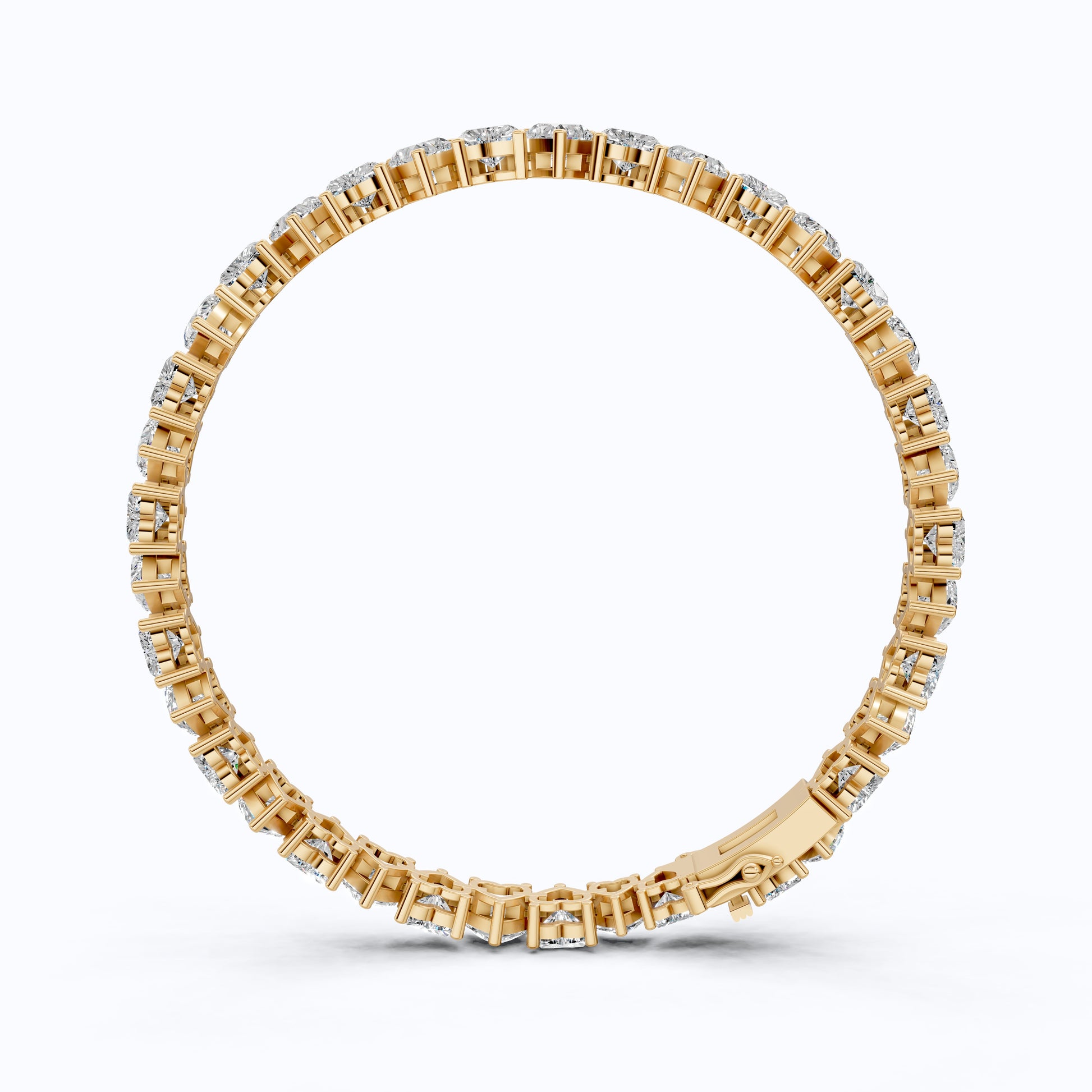 Classic Heart Shape Tennis Bracelet - 9k/14k Solid Gold, Heart Shaped Bracelet For Wife, Handmade Luxury Gift