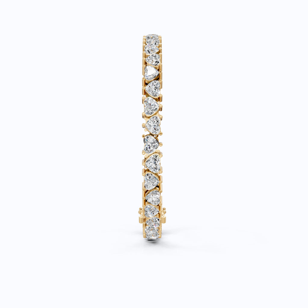 Classic Heart Shape Tennis Bracelet - 9k/14k Solid Gold, Heart Shaped Bracelet For Wife, Handmade Luxury Gift