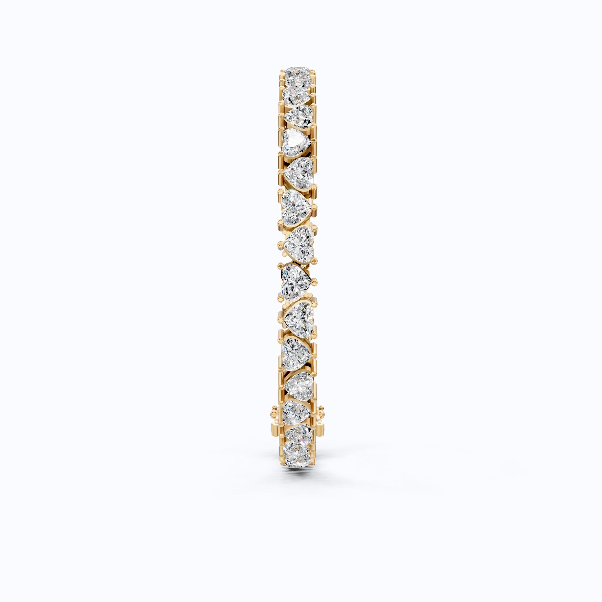 Classic Heart Shape Tennis Bracelet - 9k/14k Solid Gold, Heart Shaped Bracelet For Wife, Handmade Luxury Gift
