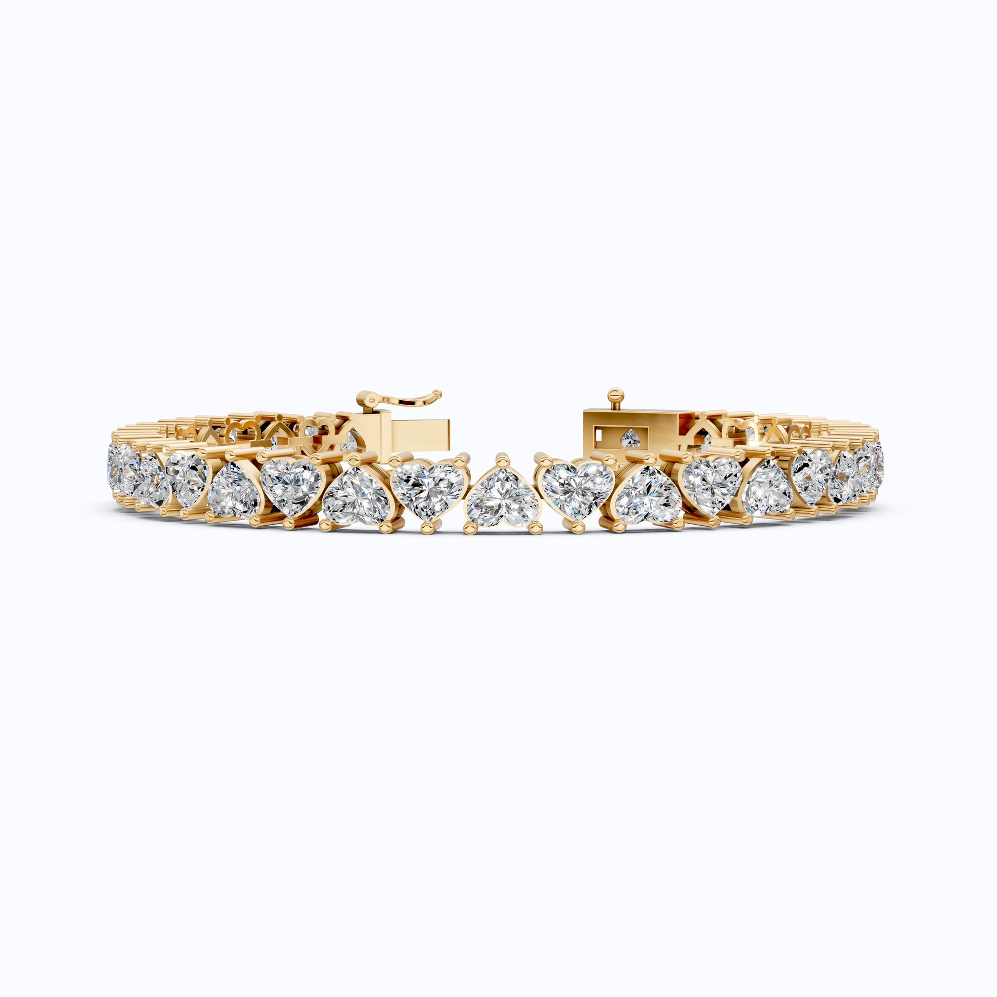 Classic Heart Shape Tennis Bracelet - 9k/14k Solid Gold, Heart Shaped Bracelet For Wife, Handmade Luxury Gift