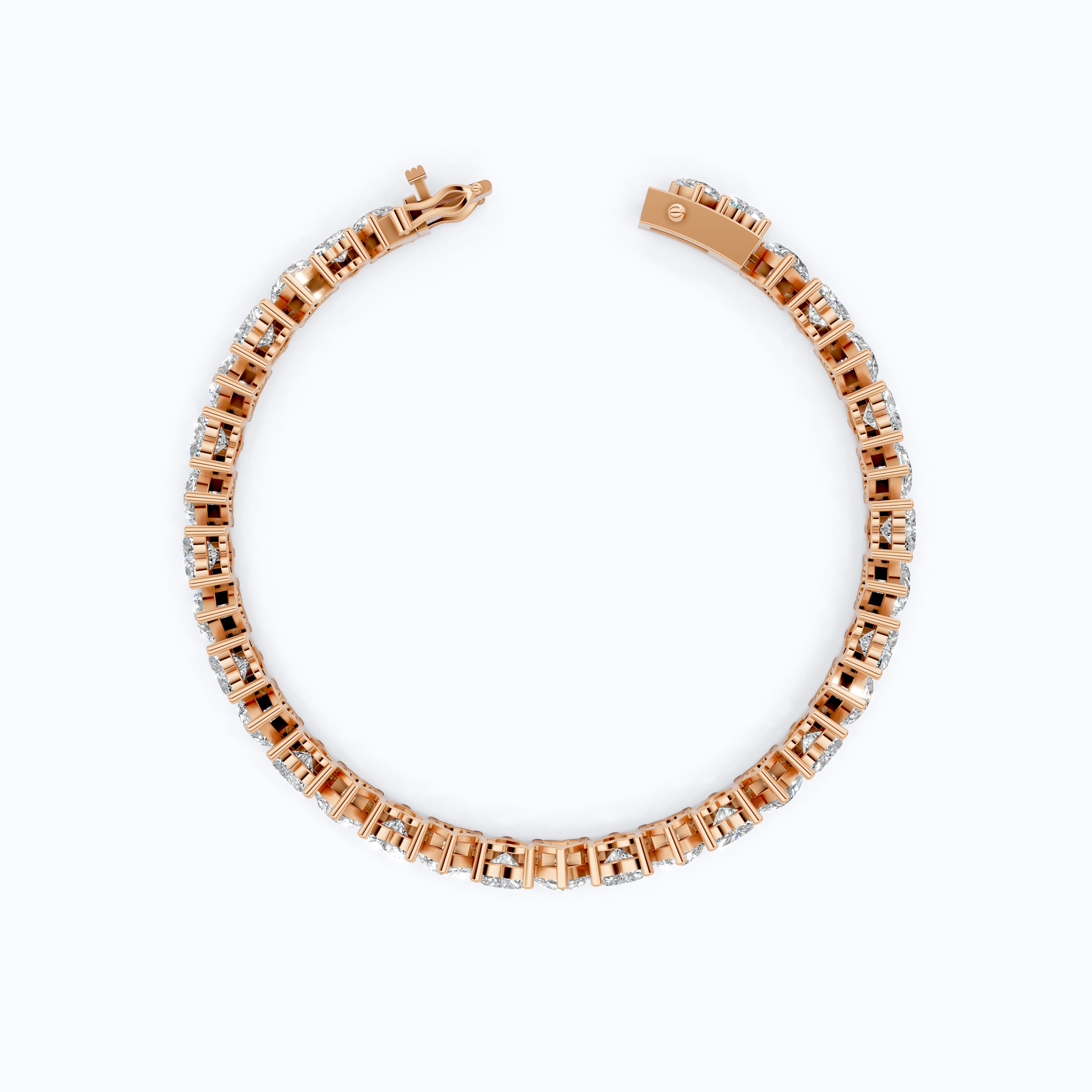 Classic Heart Shape Tennis Bracelet - 9k/14k Solid Gold, Heart Shaped Bracelet For Wife, Handmade Luxury Gift