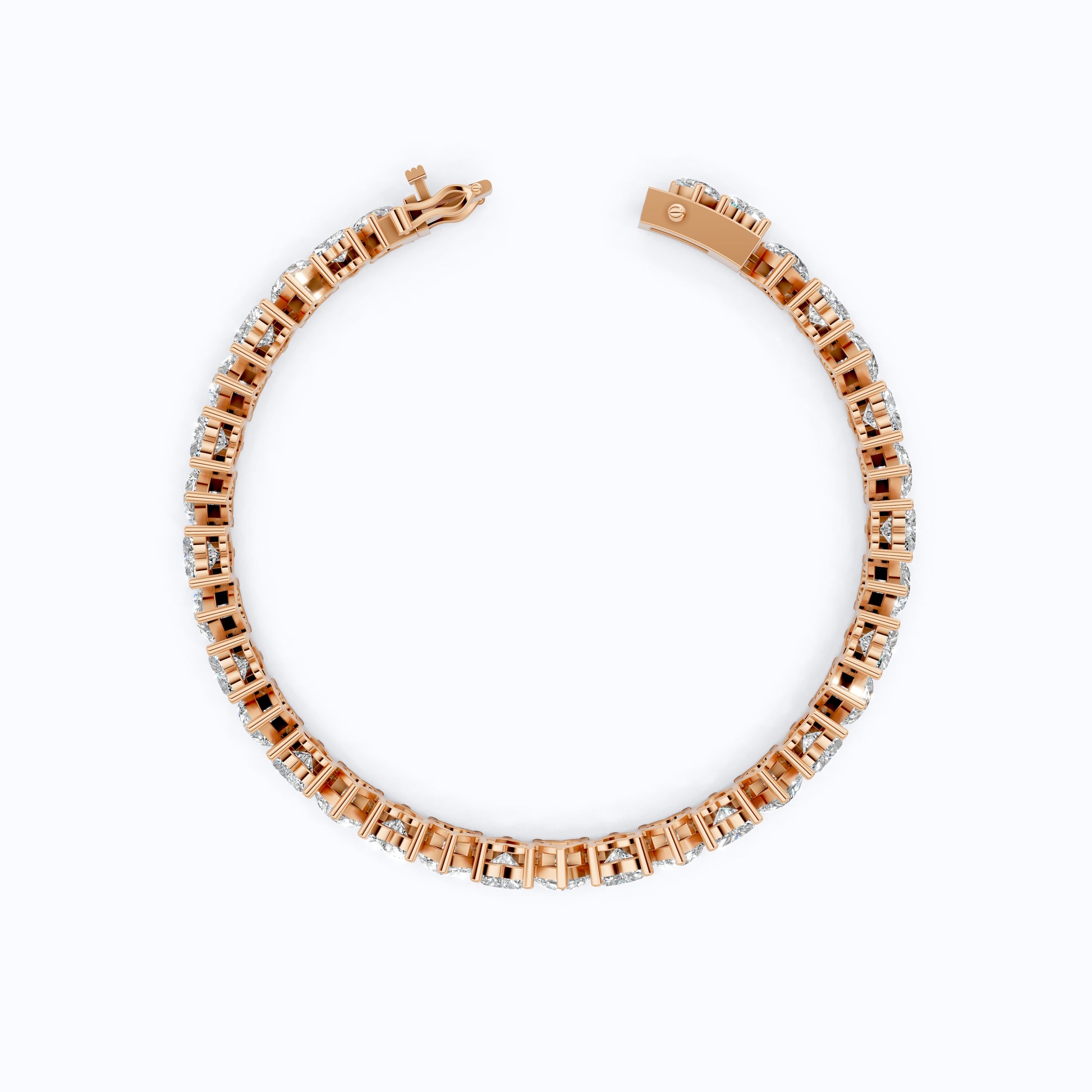Classic Heart Shape Tennis Bracelet - 9k/14k Solid Gold, Heart Shaped Bracelet For Wife, Handmade Luxury Gift