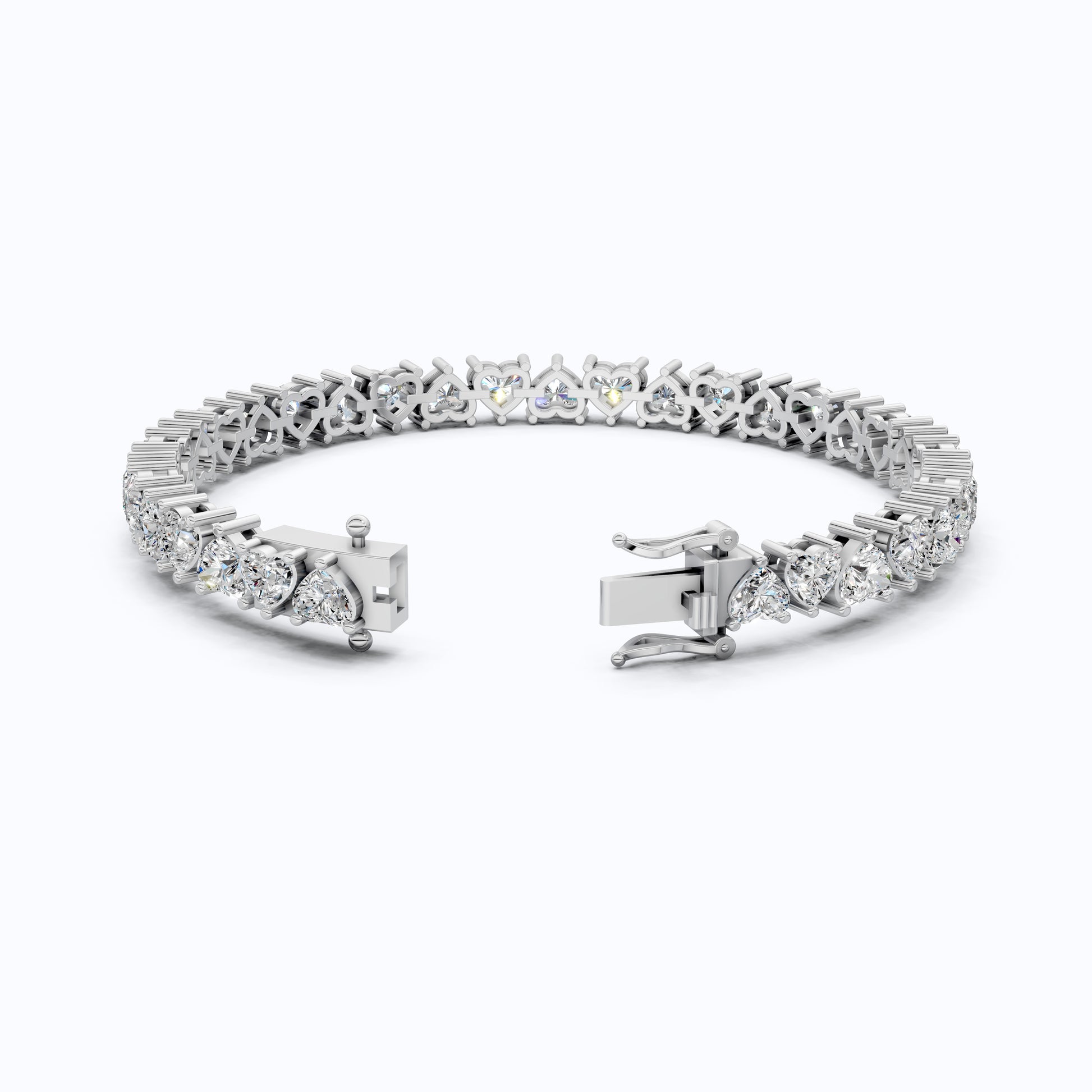 Classic Heart Shape Tennis Bracelet - 9k/14k Solid Gold, Heart Shaped Bracelet For Wife, Handmade Luxury Gift