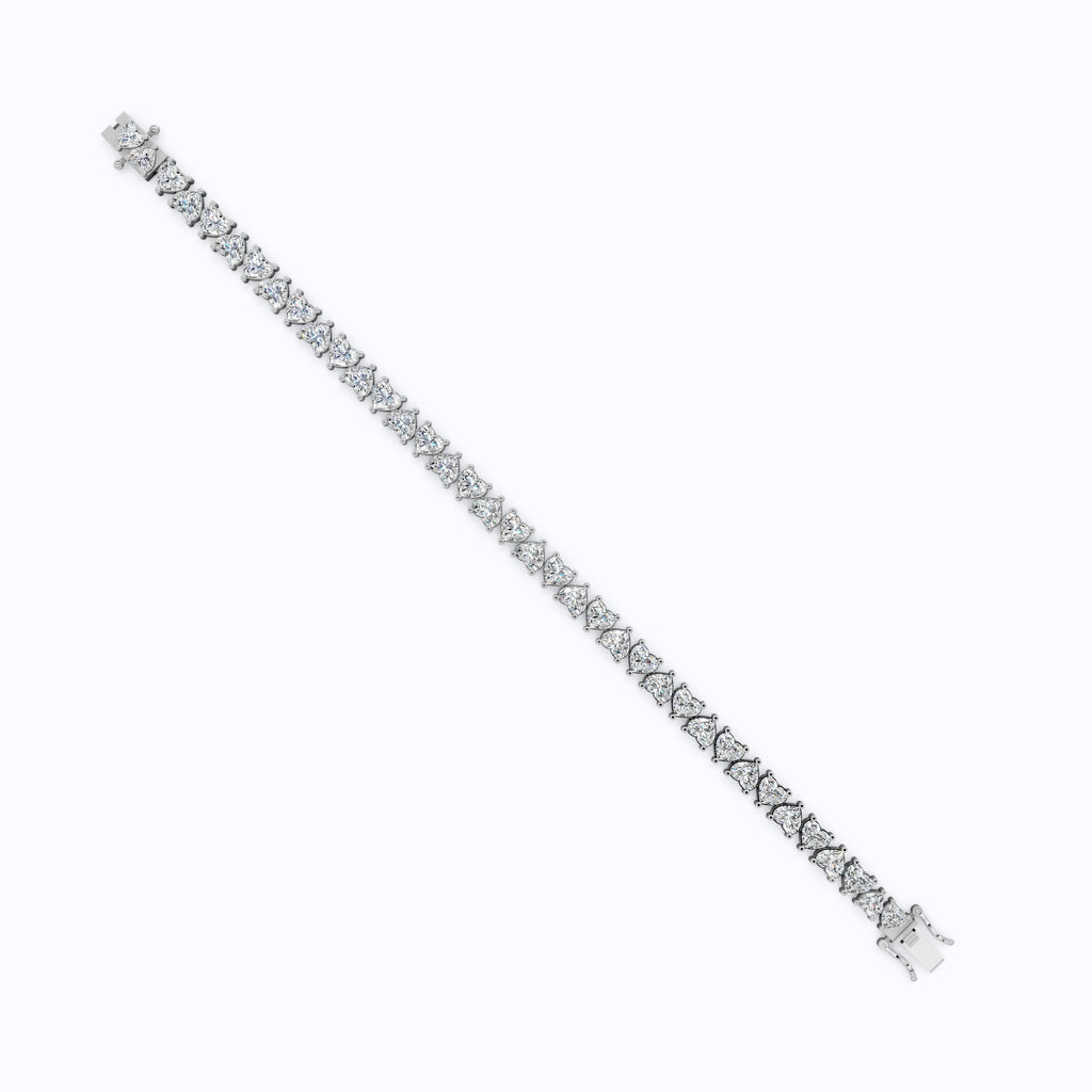Classic Heart Shape Tennis Bracelet - 9k/14k Solid Gold, Heart Shaped Bracelet For Wife, Handmade Luxury Gift