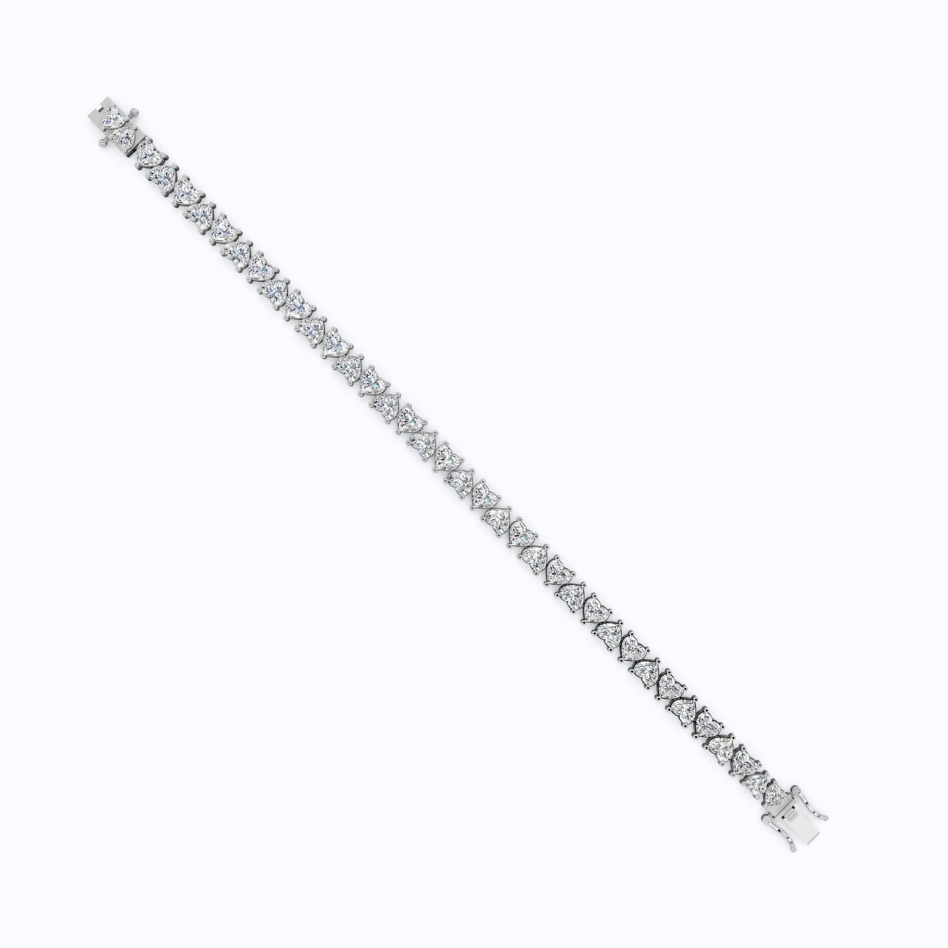 Classic Heart Shape Tennis Bracelet - 9k/14k Solid Gold, Heart Shaped Bracelet For Wife, Handmade Luxury Gift