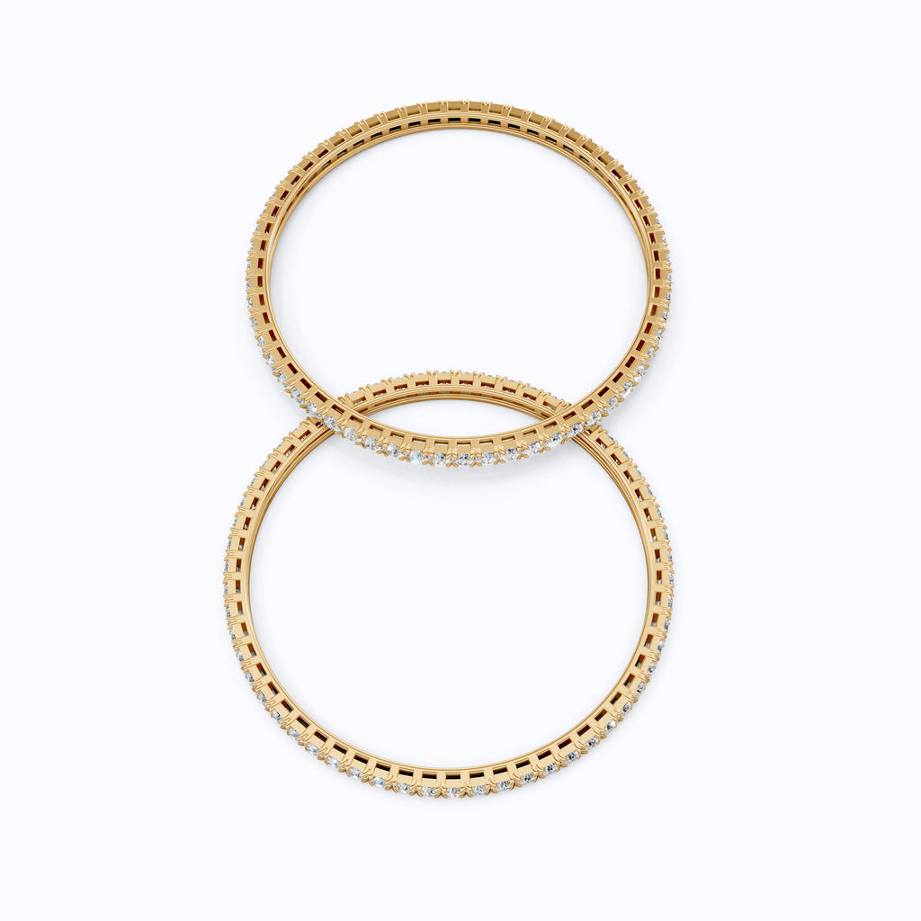 3.50 MM Round Cut Pair Of Solitaire Wedding Bangles For Women