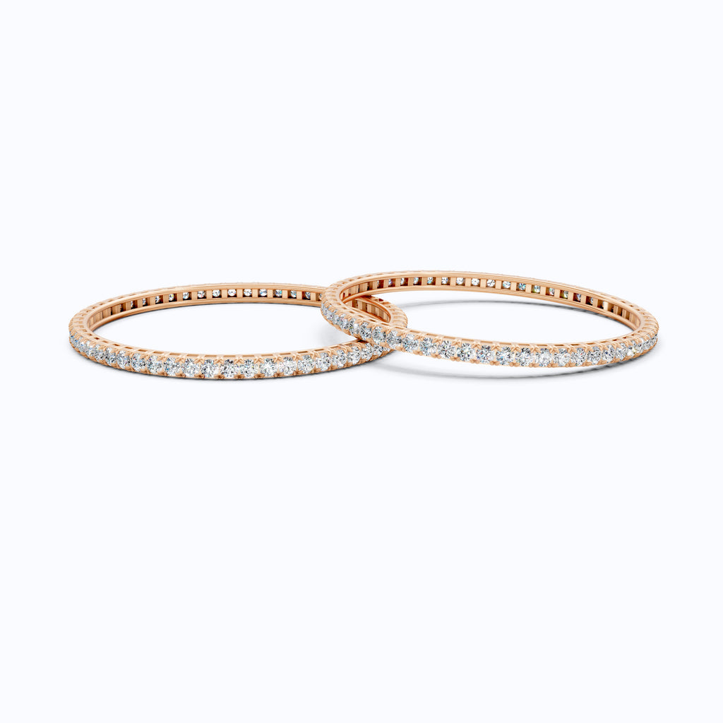 3.50 MM Round Cut Pair Of Solitaire Wedding Bangles For Women