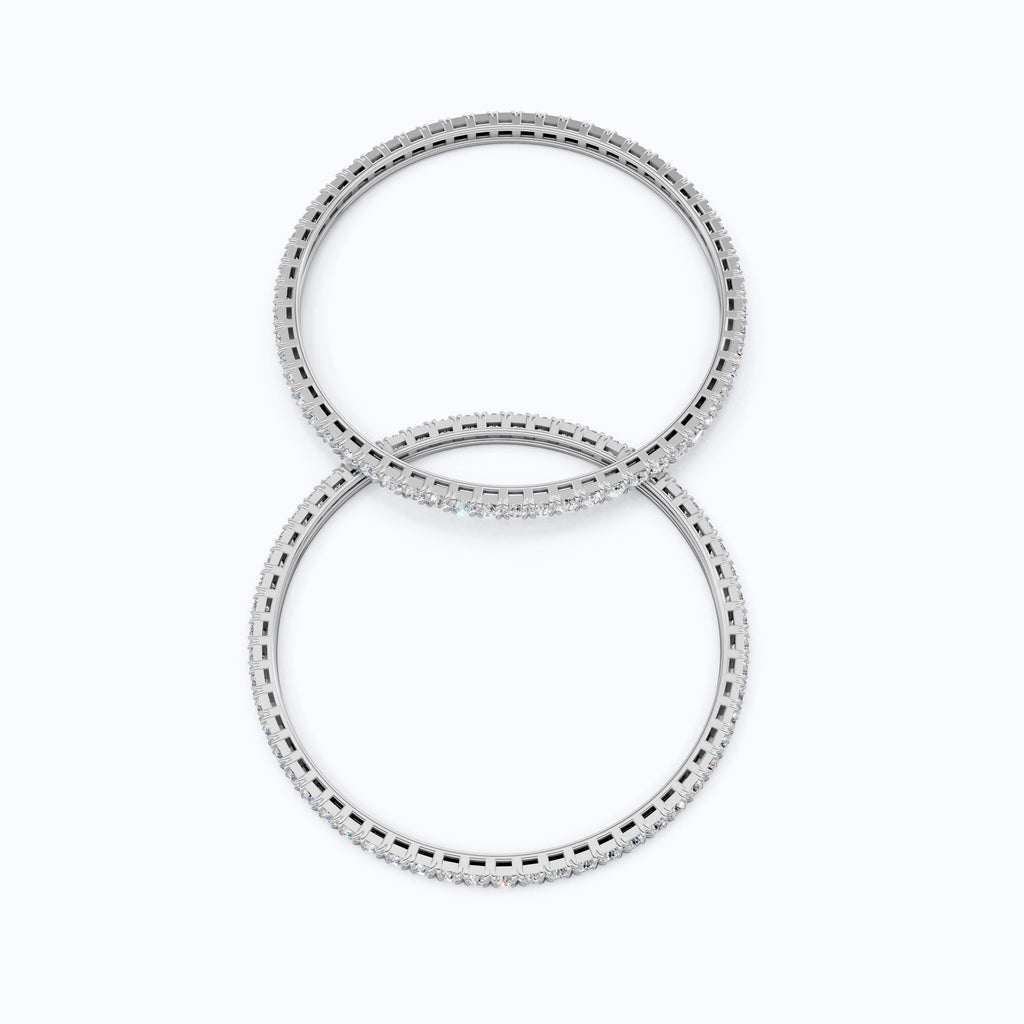 3.50 MM Round Cut Pair Of Solitaire Wedding Bangles For Women