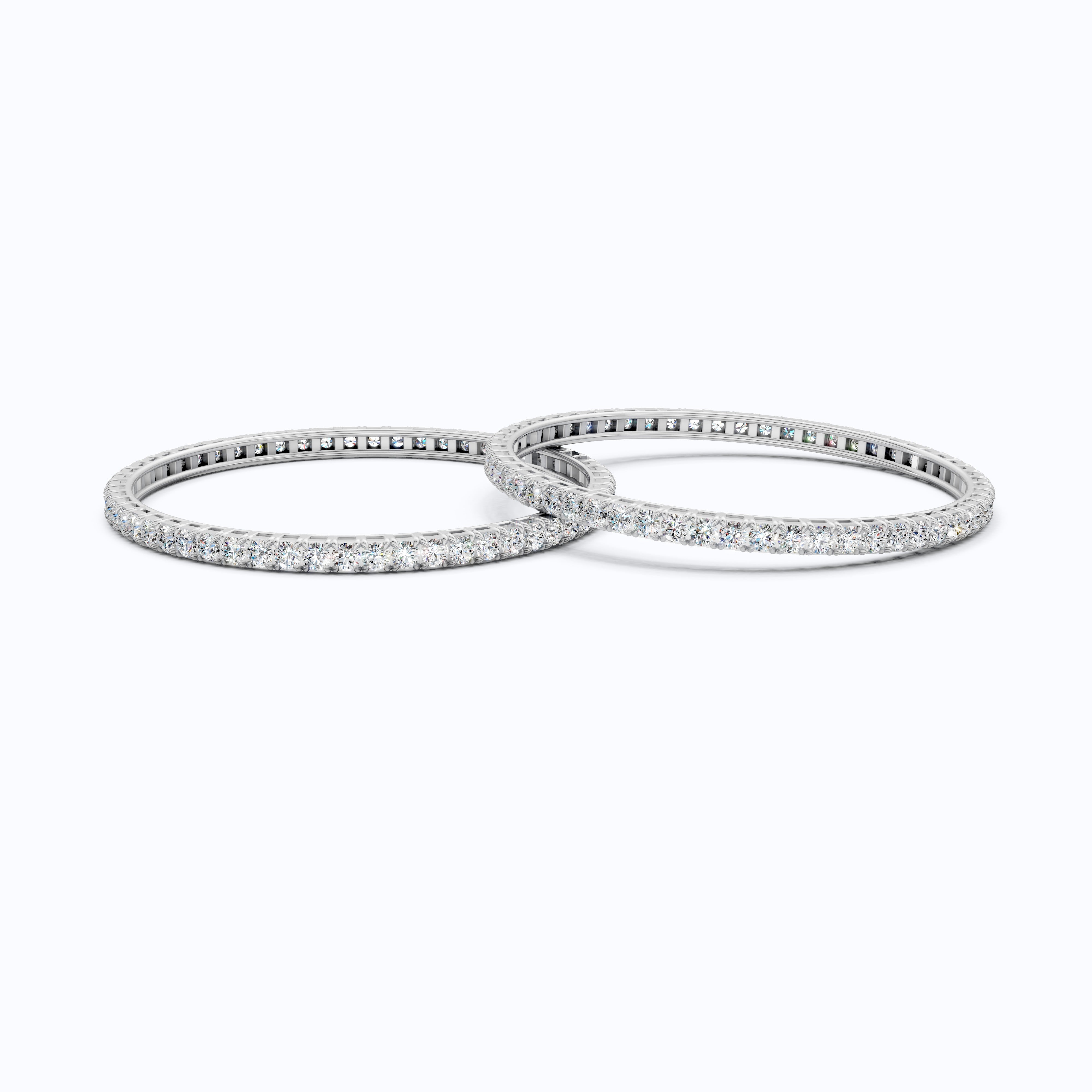 3.50 MM Round Cut Pair Of Solitaire Wedding Bangles For Women