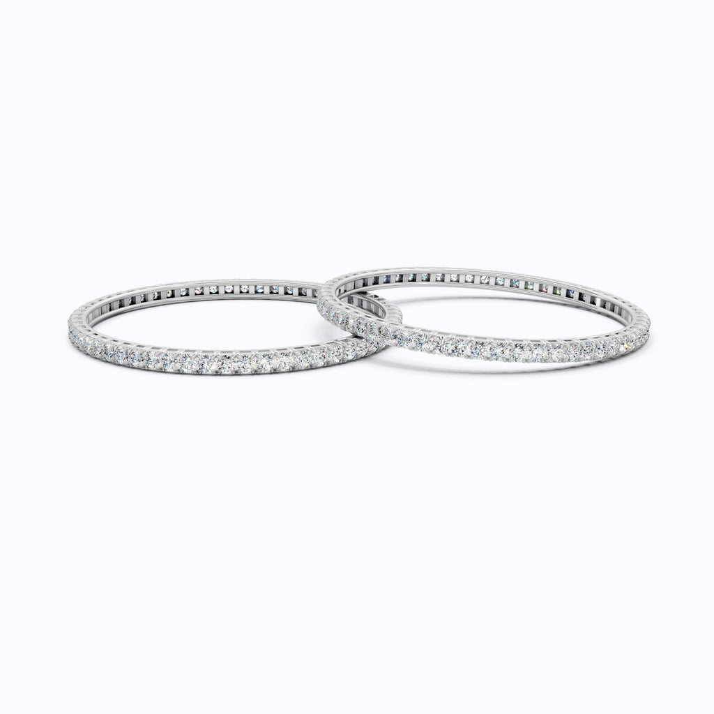 3.50 MM Round Cut Pair Of Solitaire Wedding Bangles For Women