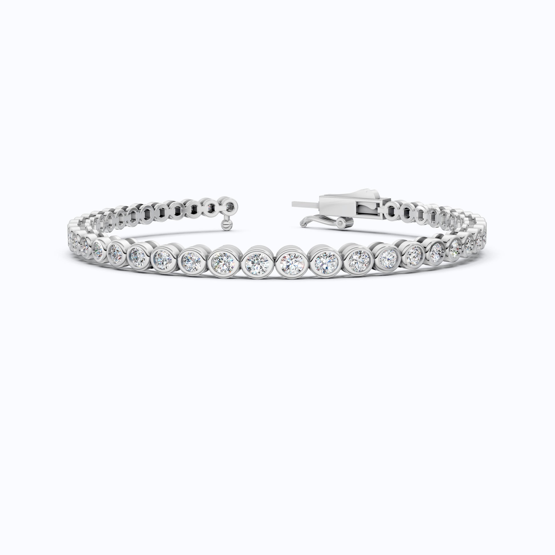 Minimalist Sleek Bezel-Set Round Tennis Bracelet in Lab Diamond – 14k Rose Gold, Gift for Women, Elegant Dainty Bracelet
