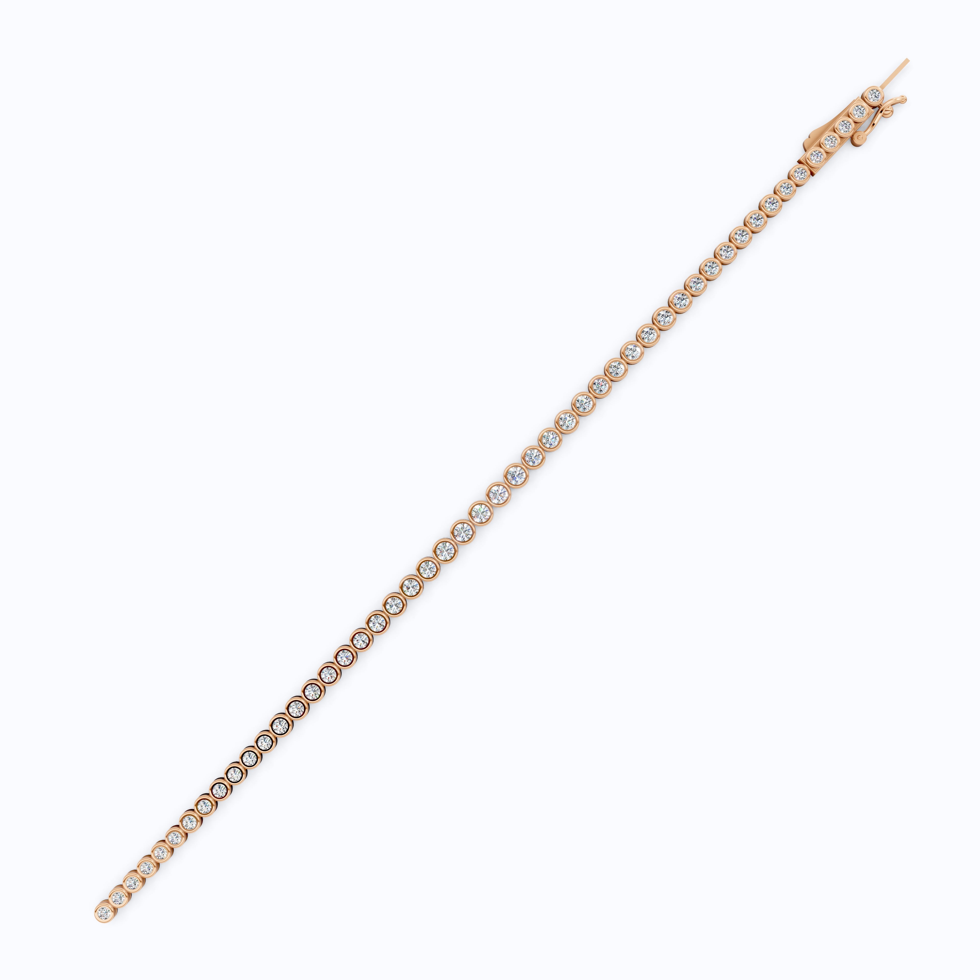 Minimalist Sleek Bezel-Set Round Tennis Bracelet in Lab Diamond – 14k Rose Gold, Gift for Women, Elegant Dainty Bracelet